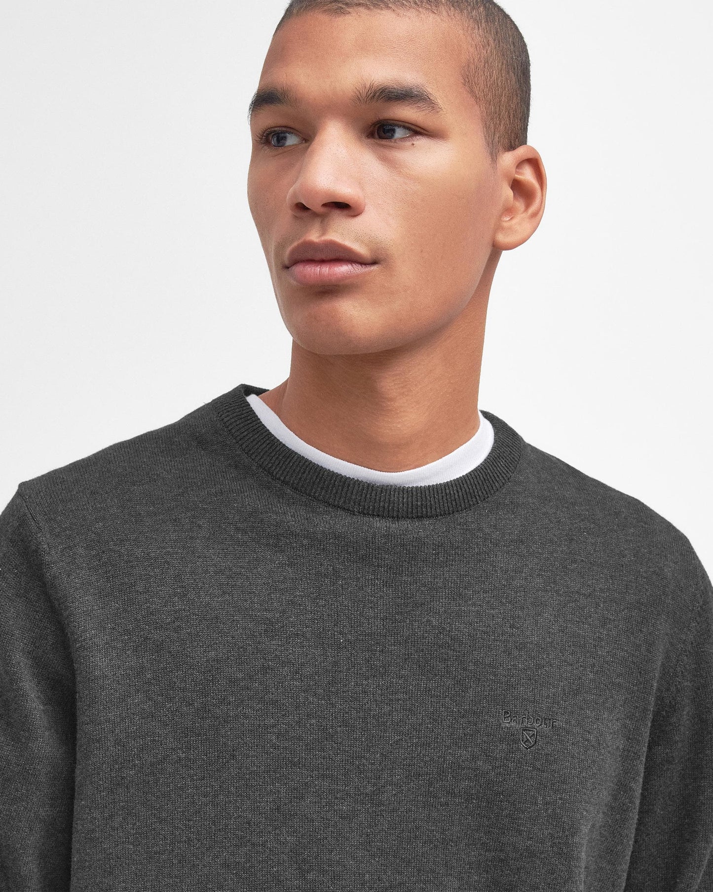Barbour Pima Cotton Mens Crew Sweatshirt - Charcoal