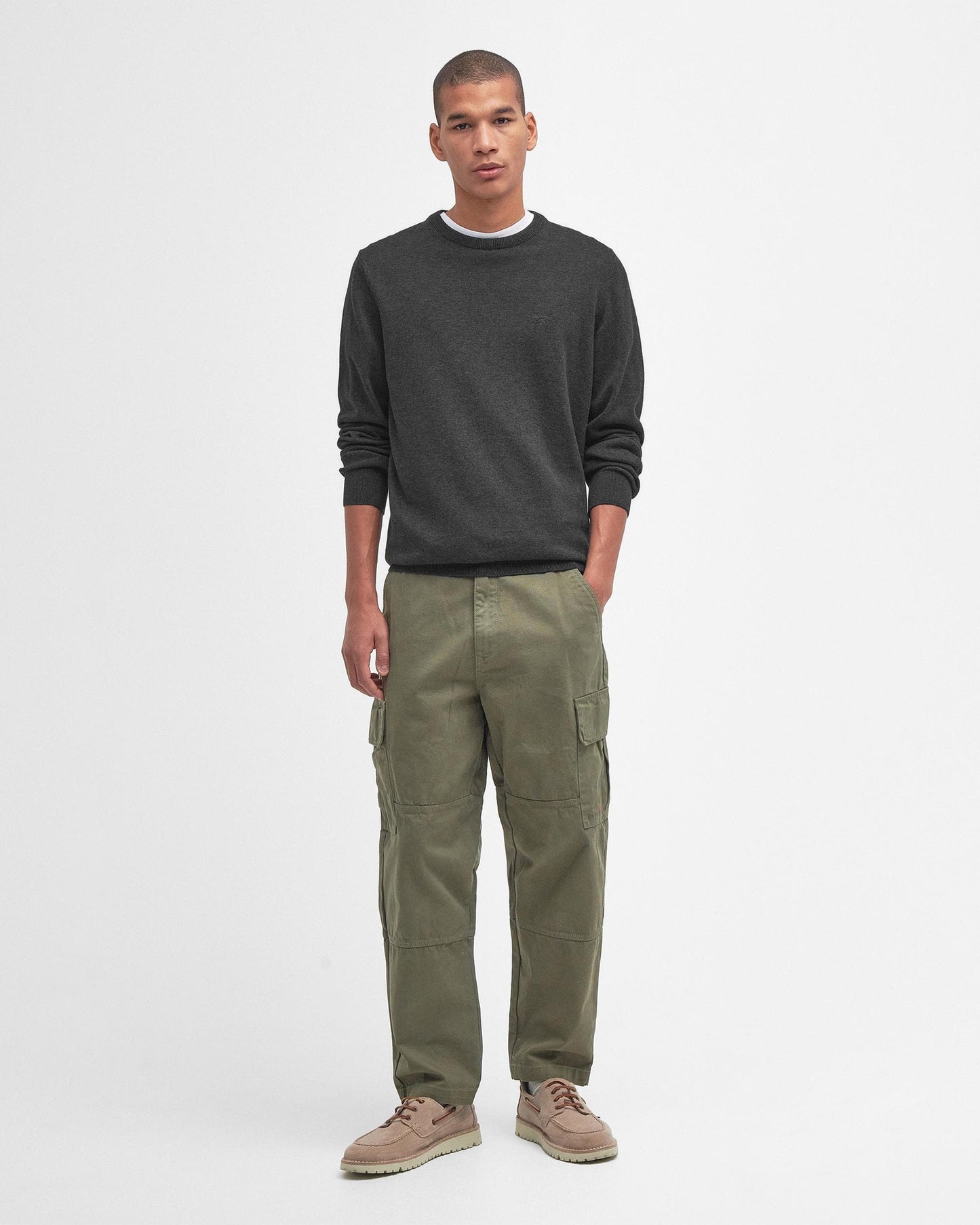 Barbour Pima Cotton Mens Crew Sweatshirt - Charcoal