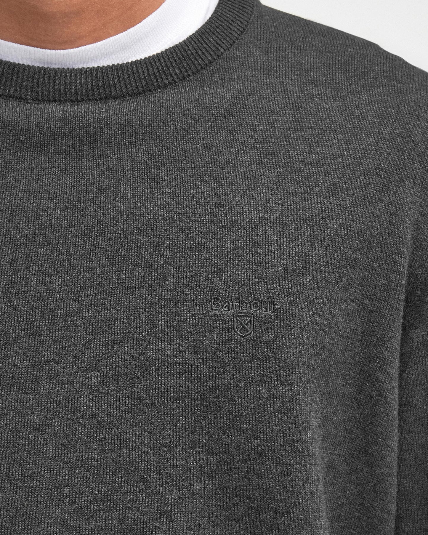 Barbour Pima Cotton Mens Crew Sweatshirt - Charcoal