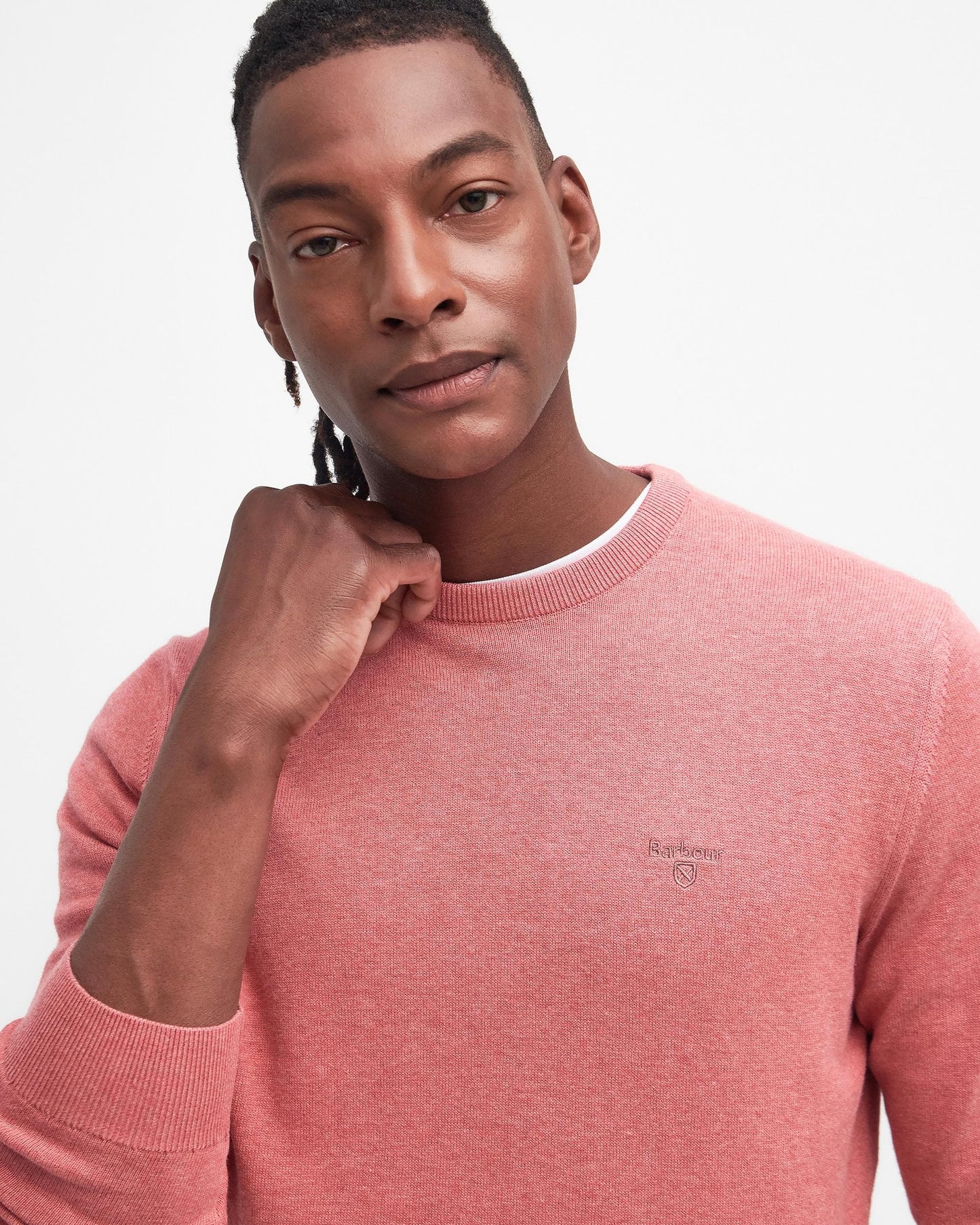 Barbour Pima Cotton Mens Crew Sweatshirt - Pink Clay