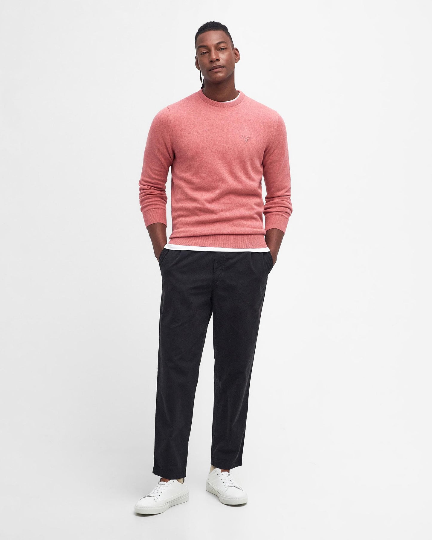 Barbour Pima Cotton Mens Crew Sweatshirt - Pink Clay