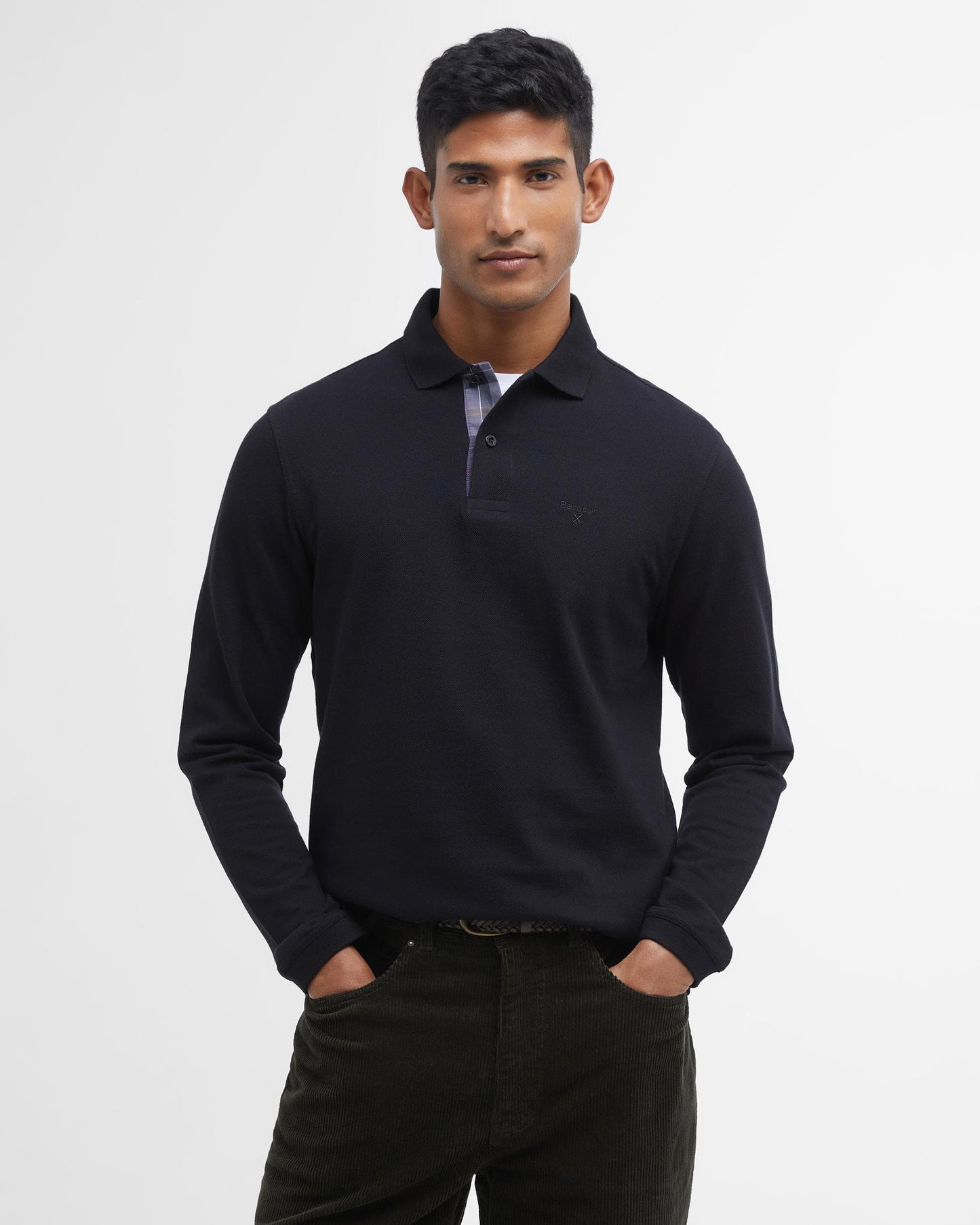 Barbour Sports Mens Long Sleeve Polo Shirt - Black