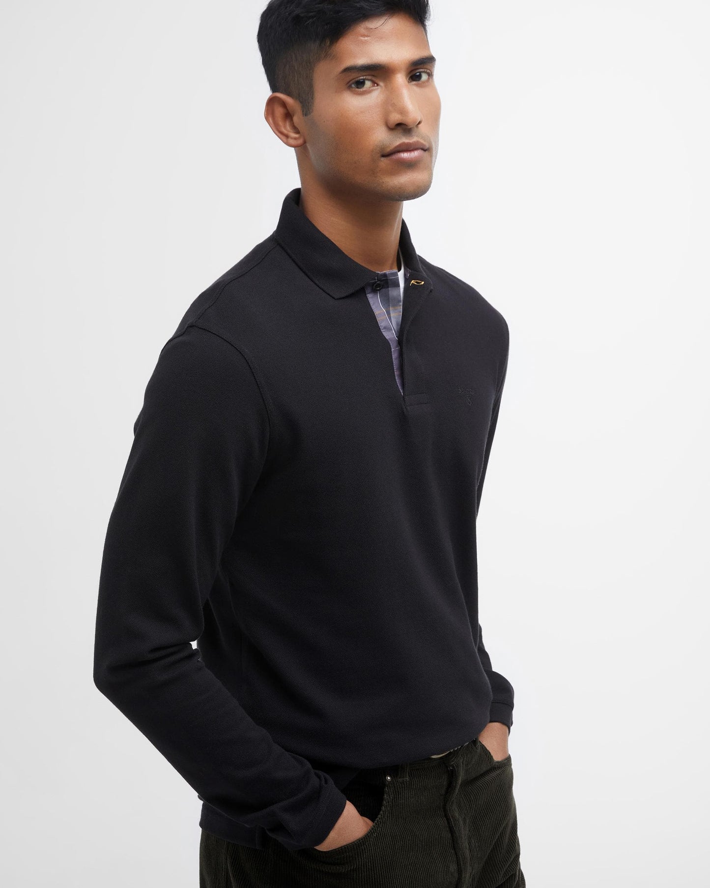 Barbour Sports Mens Long Sleeve Polo Shirt - Black