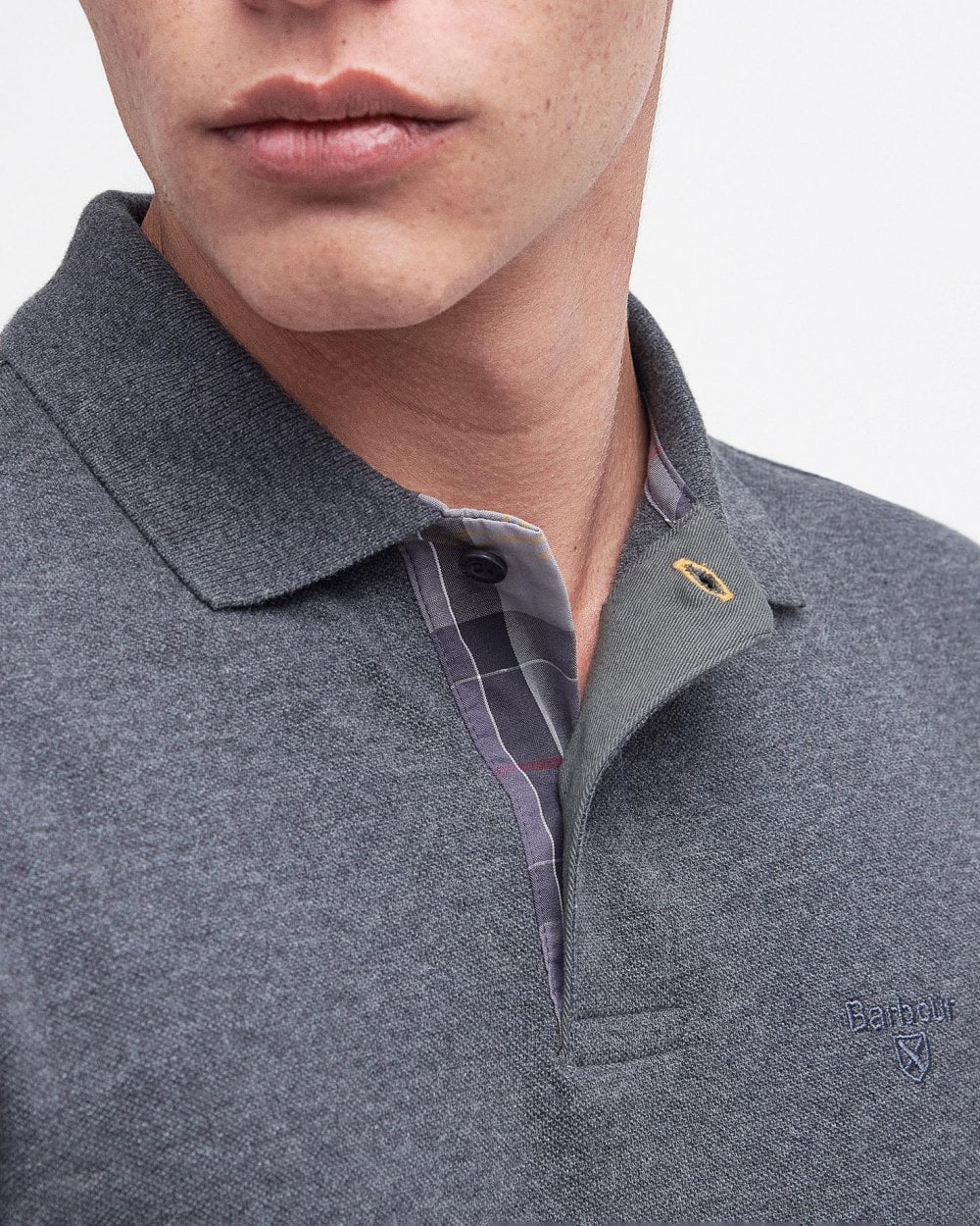 Barbour Sports Mens Long Sleeve Polo Shirt - Slate Marl