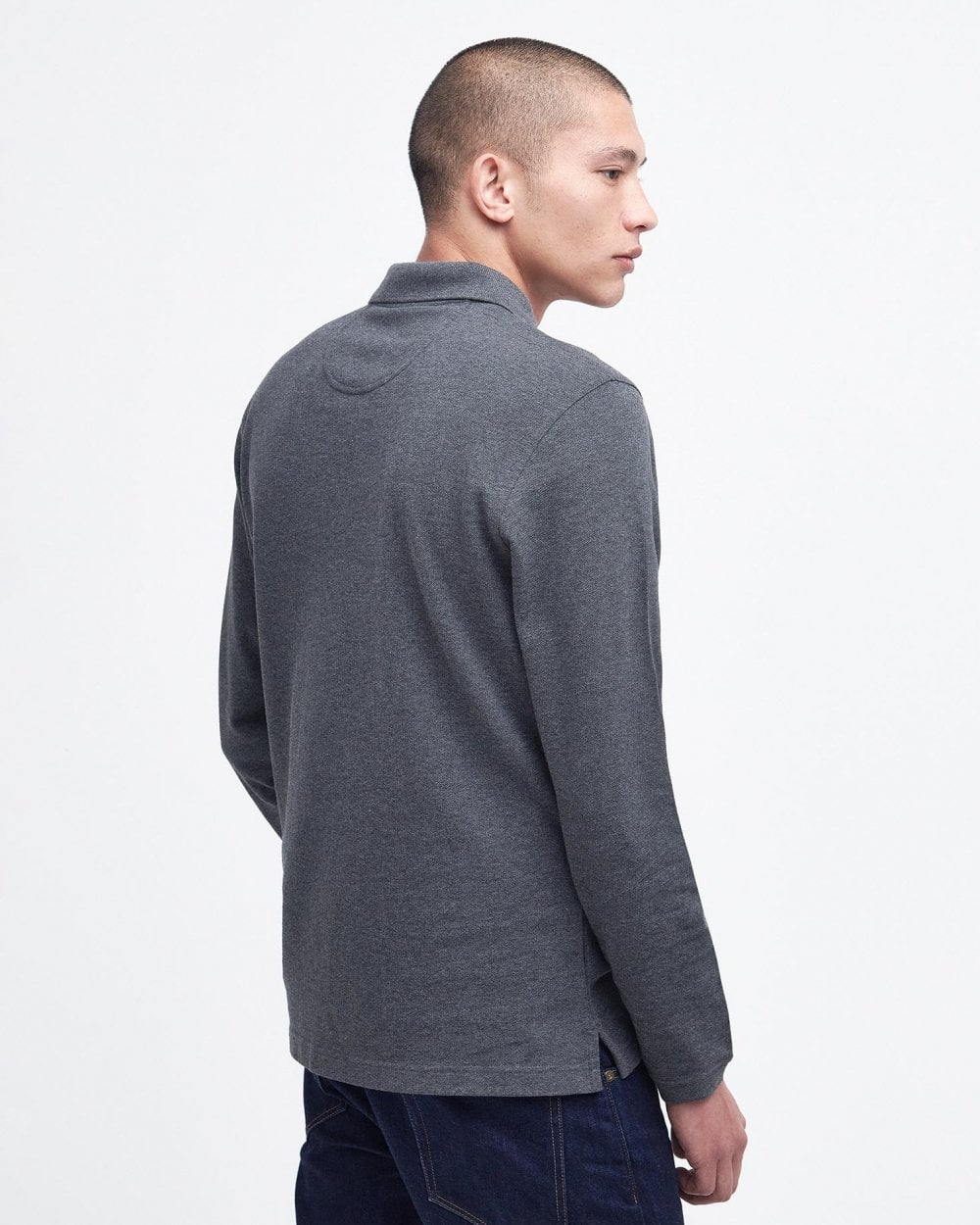 Barbour Sports Mens Long Sleeve Polo Shirt - Slate Marl