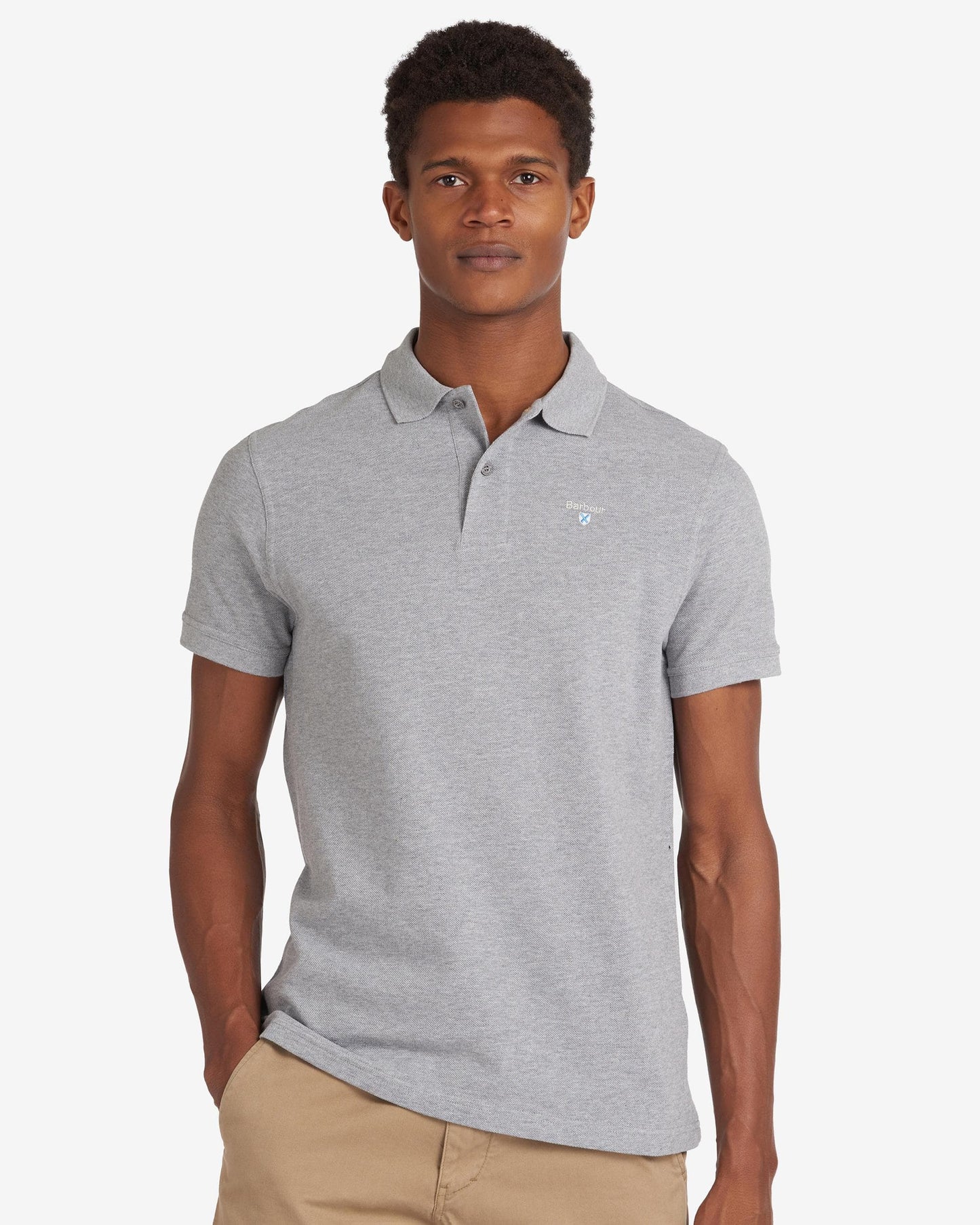 Barbour Mens Sports Polo Shirt - Grey Marl