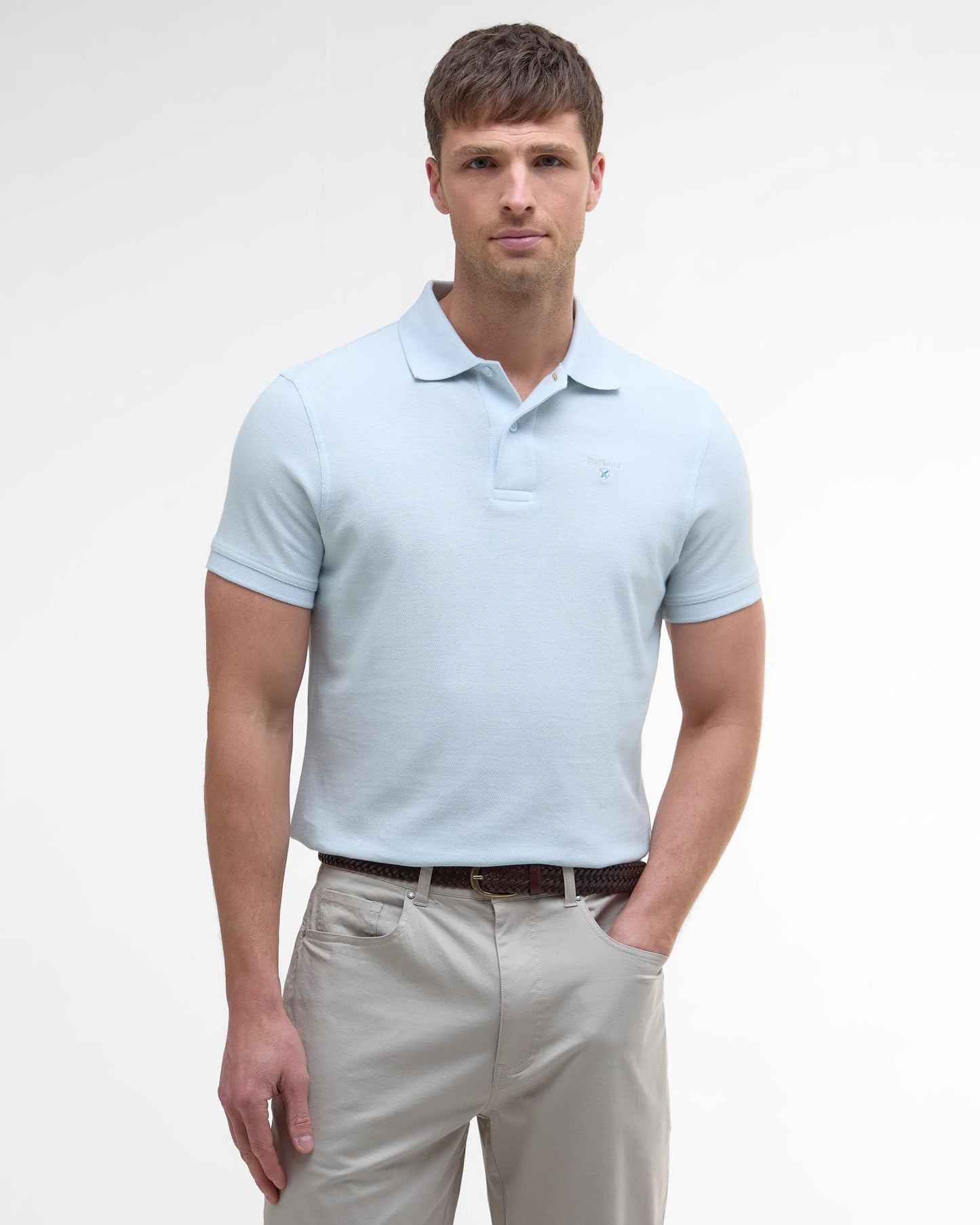 Barbour Mens Sports Polo Shirt - Bleached Blue