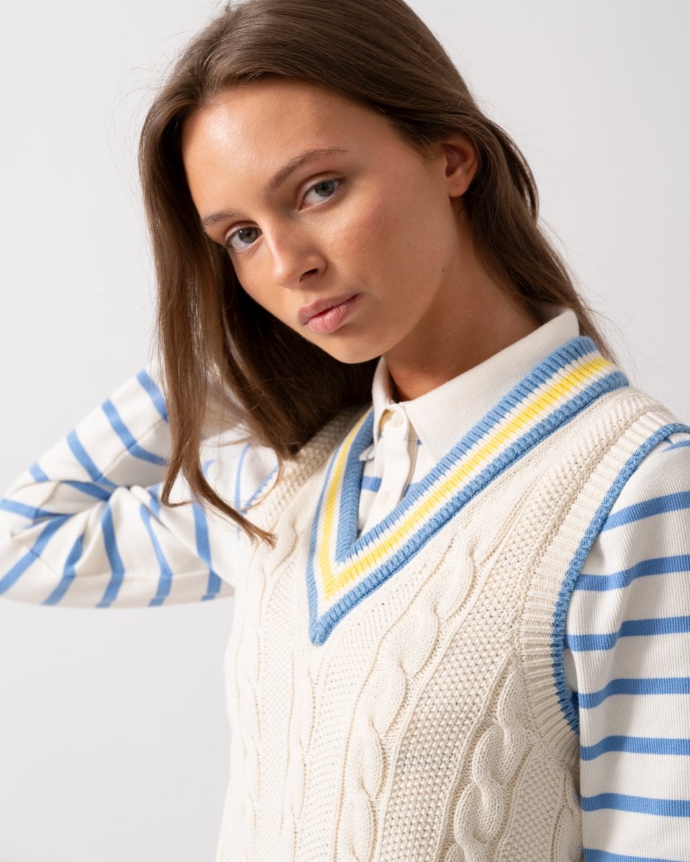 Joules Deuce Womens V-Neck Cable Knit Tank Top