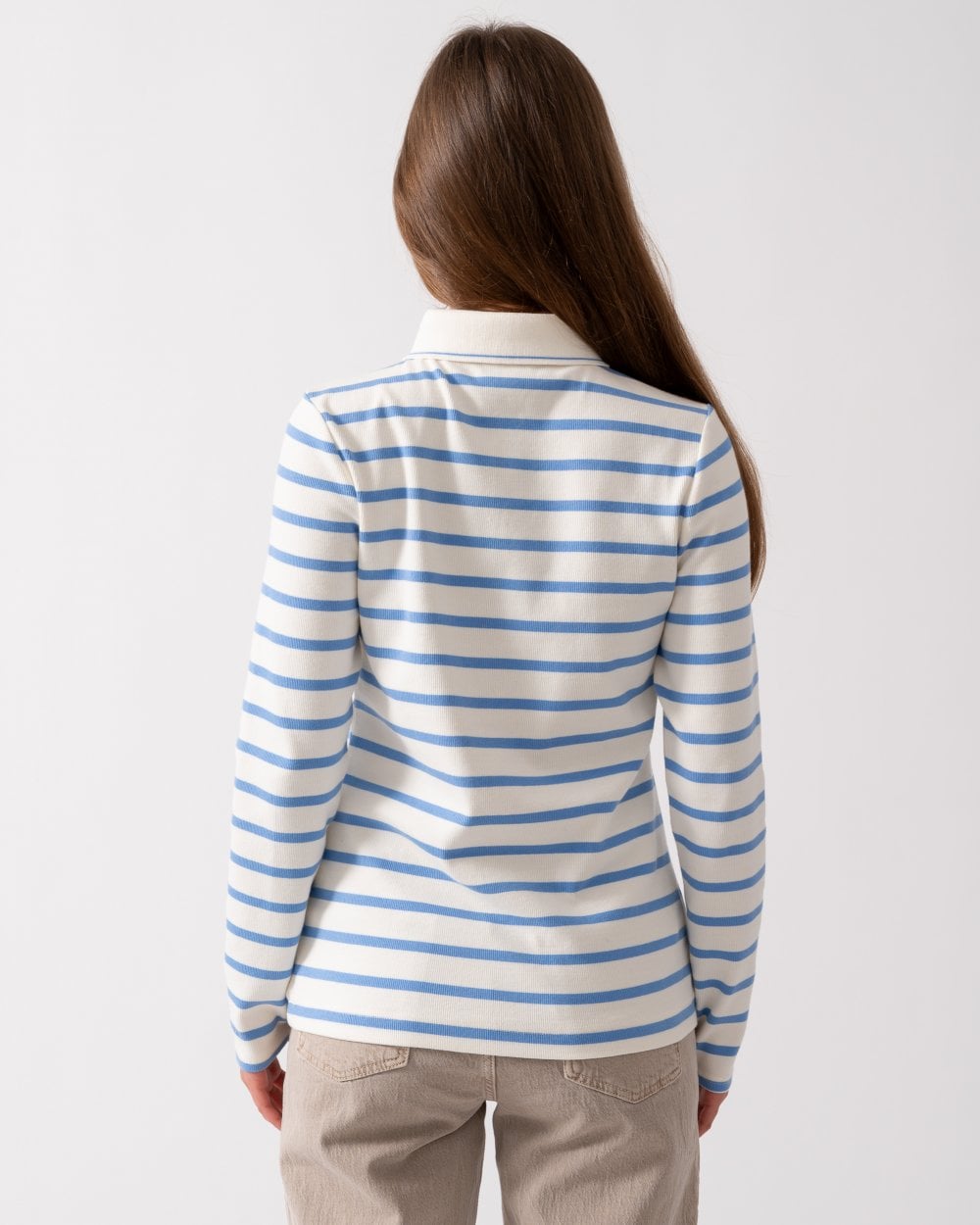 Joules Fairfield Womens Ribbed Polo 224303 - Cream/Blue