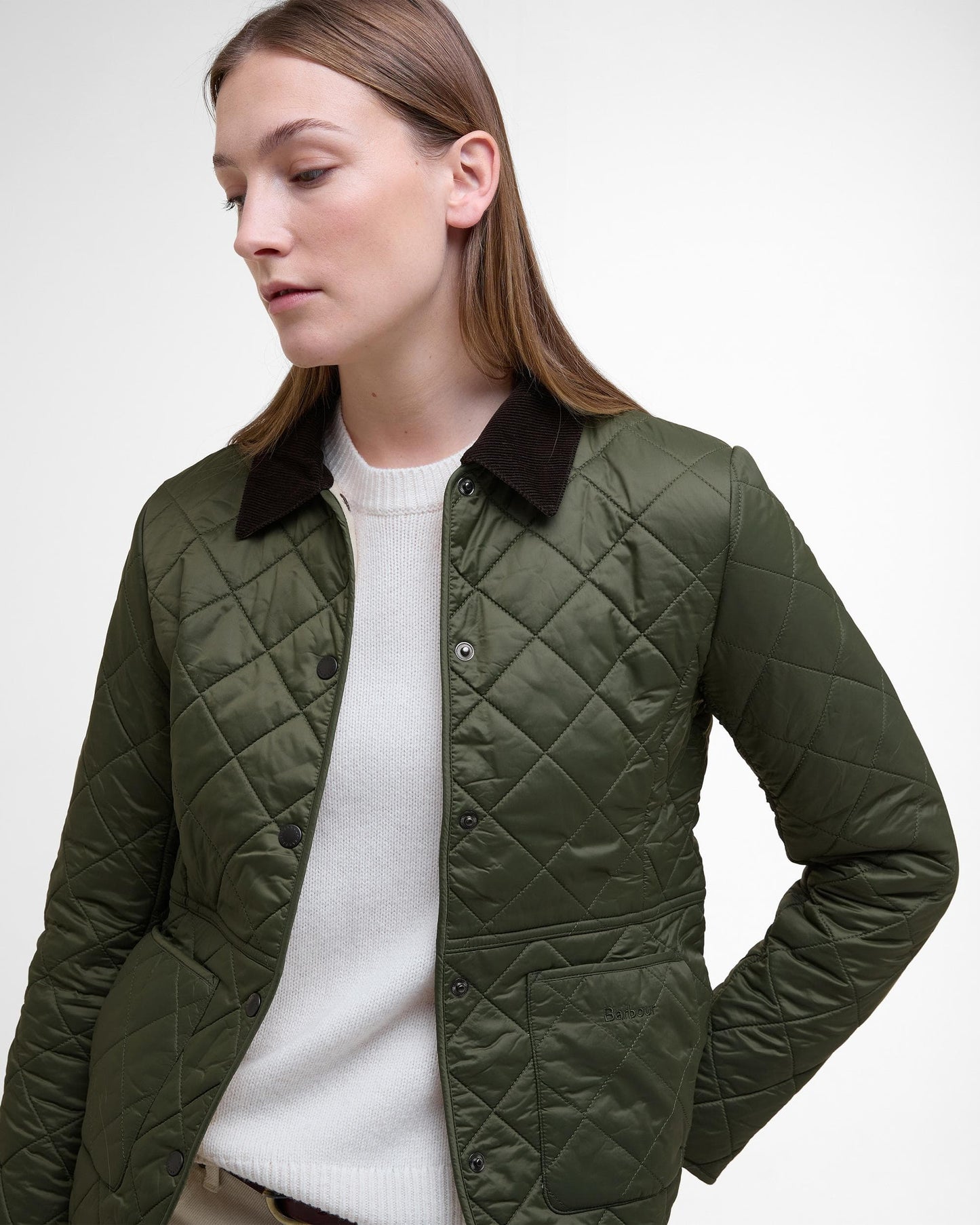 Barbour Deveron Polarquilt Womens Jacket - Olive/Pearl