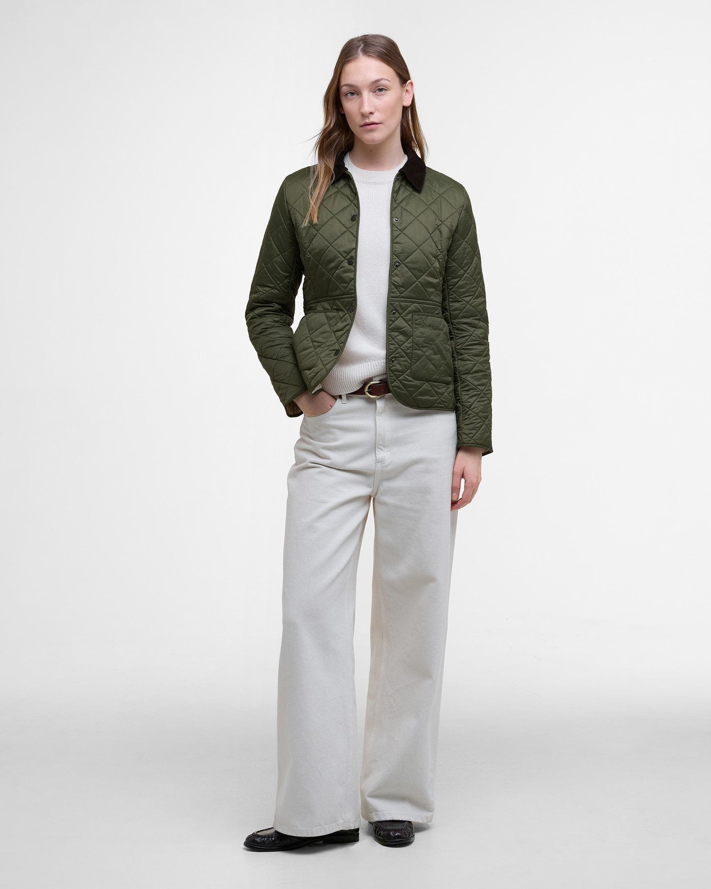 Barbour Deveron Polarquilt Womens Jacket - Olive/Pearl