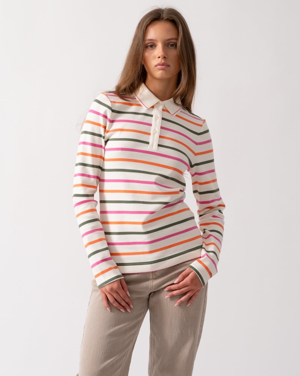 Joules Fairfield Womens Ribbed Polo 224303 - Multi Stripe