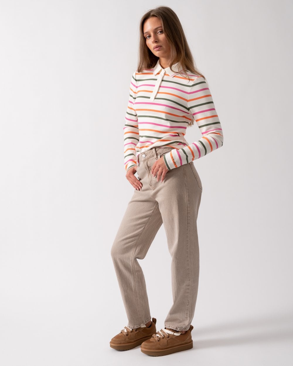 Joules Fairfield Womens Ribbed Polo 224303 - Multi Stripe