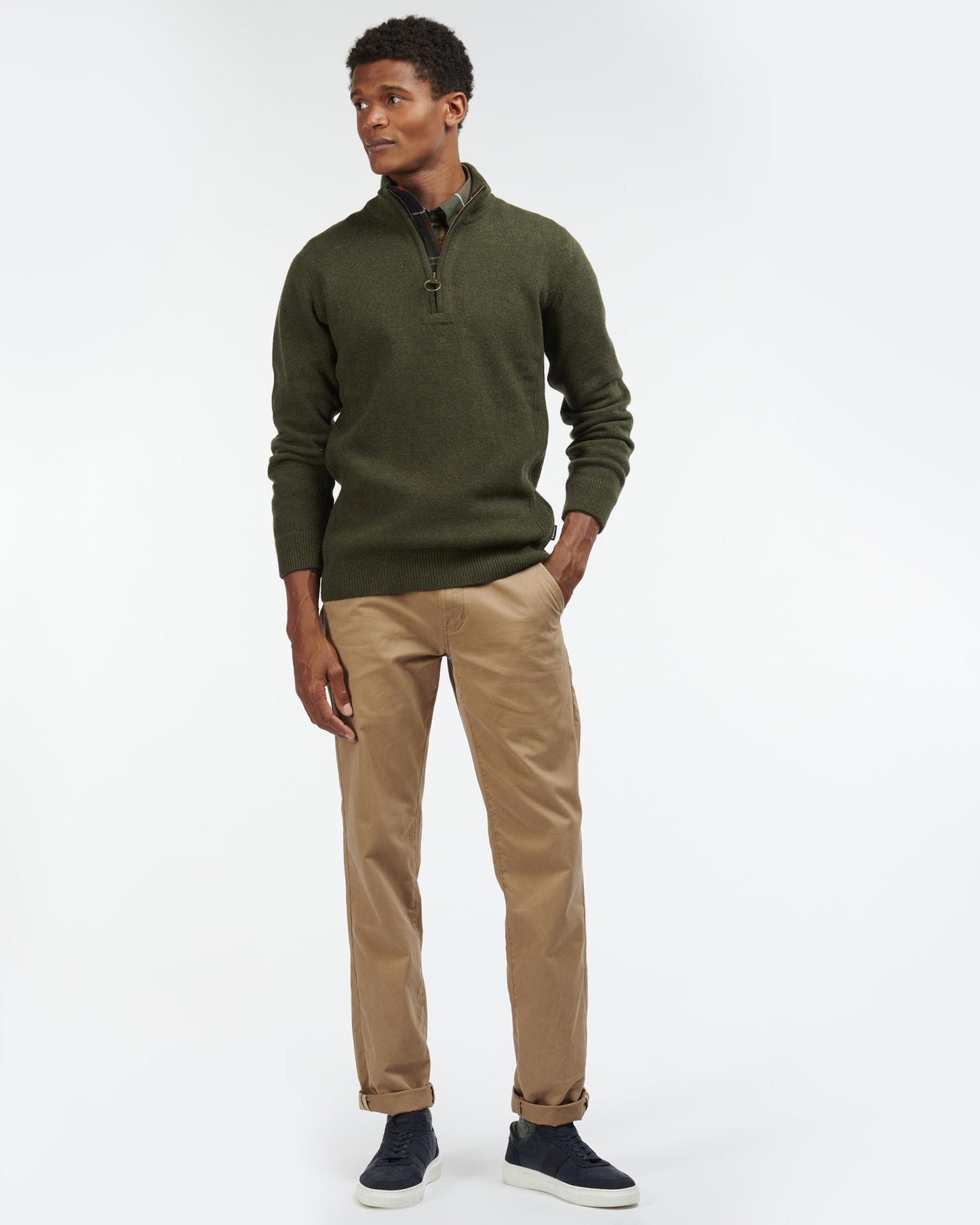 Barbour Holden Mens Half Zip - Olive Marl