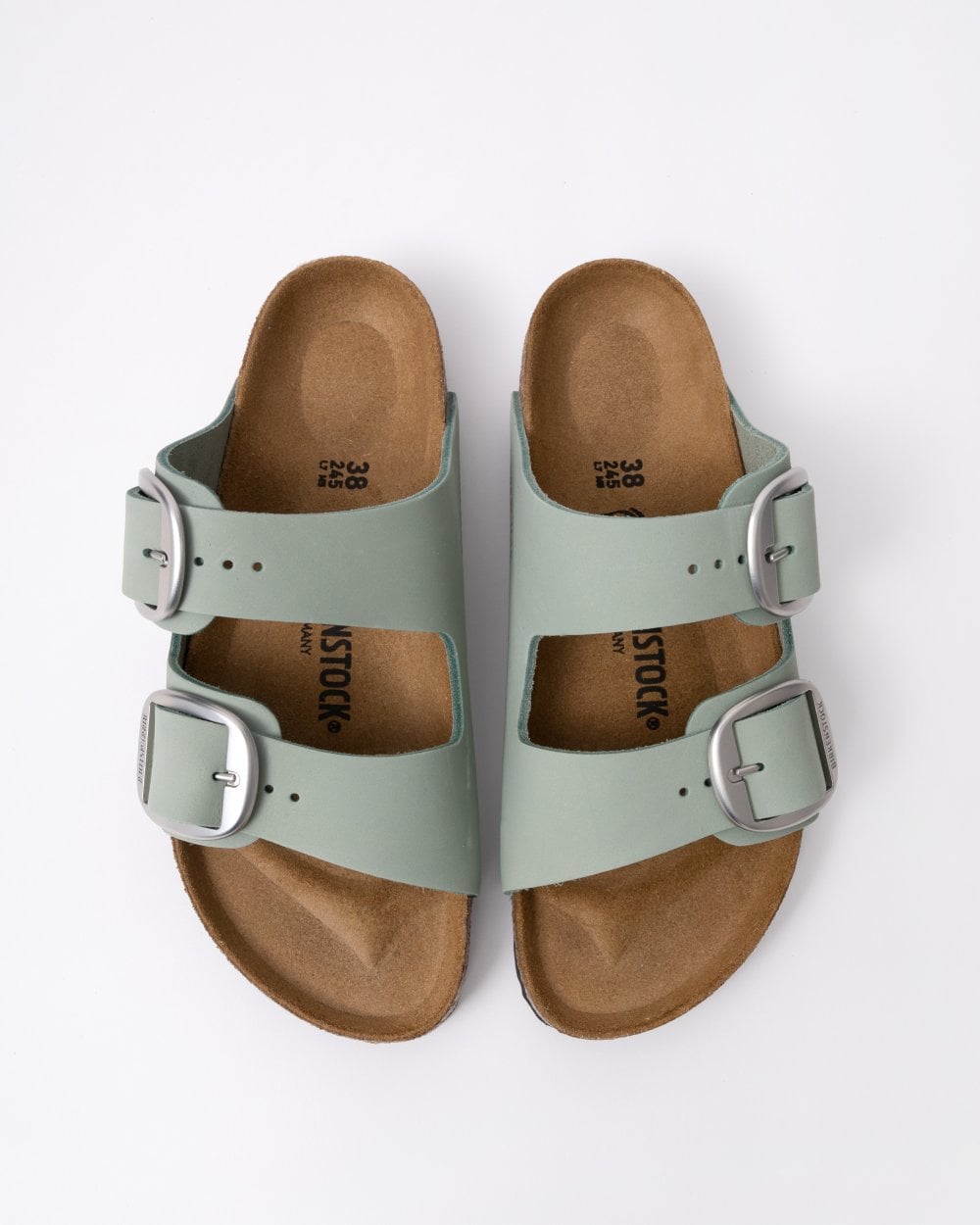 Birkenstock Arizona Big Buckle Nubuck Womens Sandals - Pure Sage
