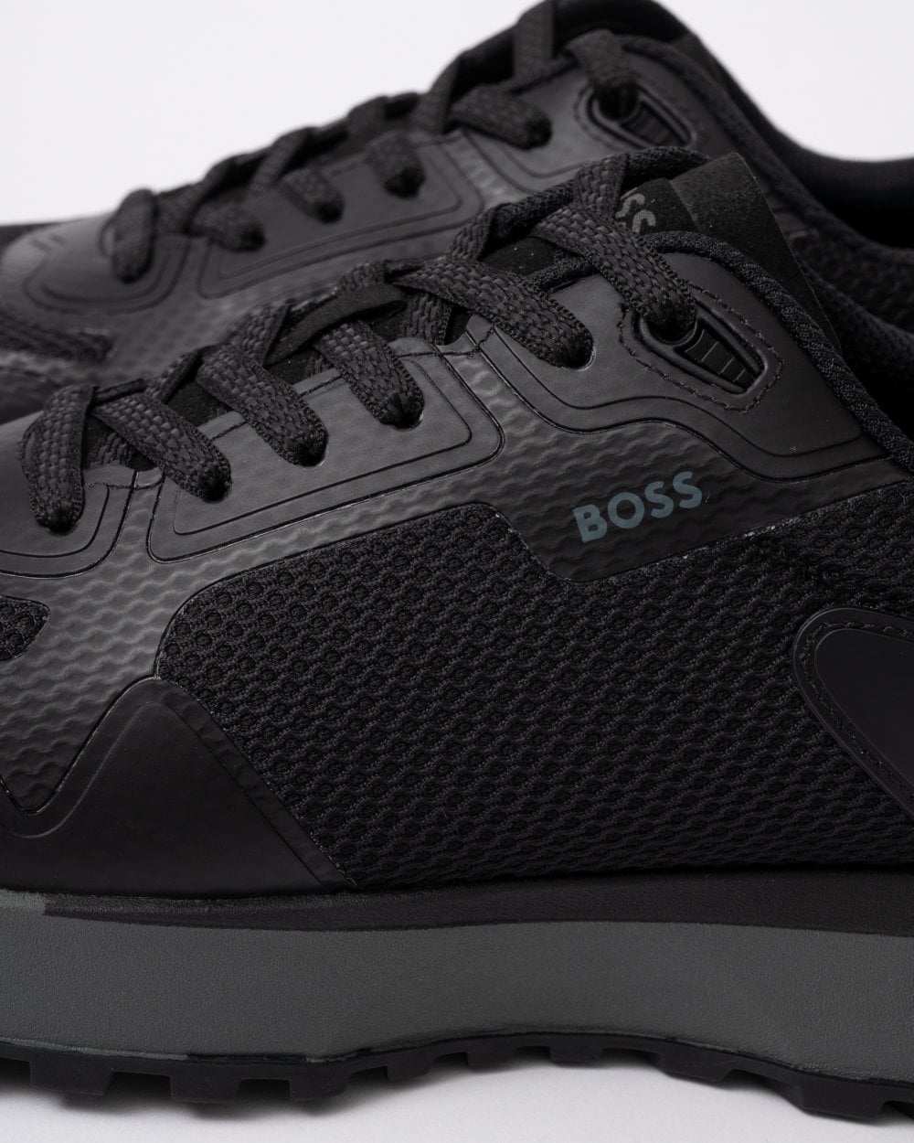 BOSS Orange Jonah Mixed-Material Trainers with Mesh Details and Branding - Black 005