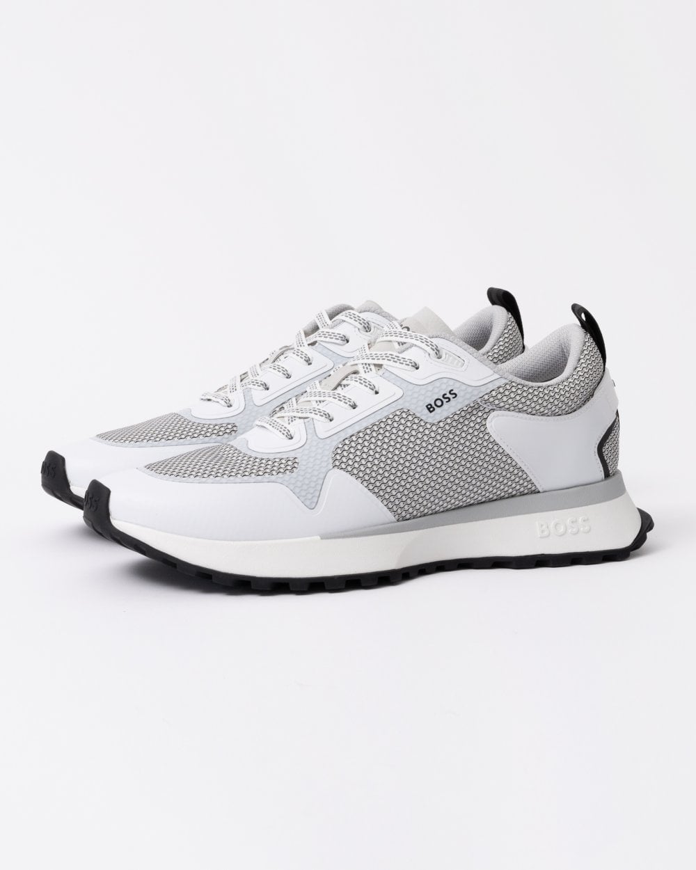 BOSS Orange Jonah Mixed-Material Trainers with Mesh Details and Branding - Open White 120