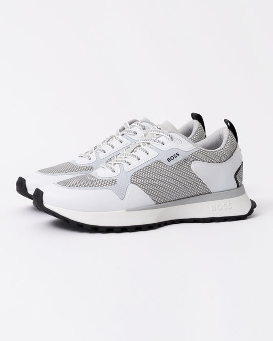 BOSS Orange Jonah Mixed-Material Trainers with Mesh Details and Branding - Open White 120