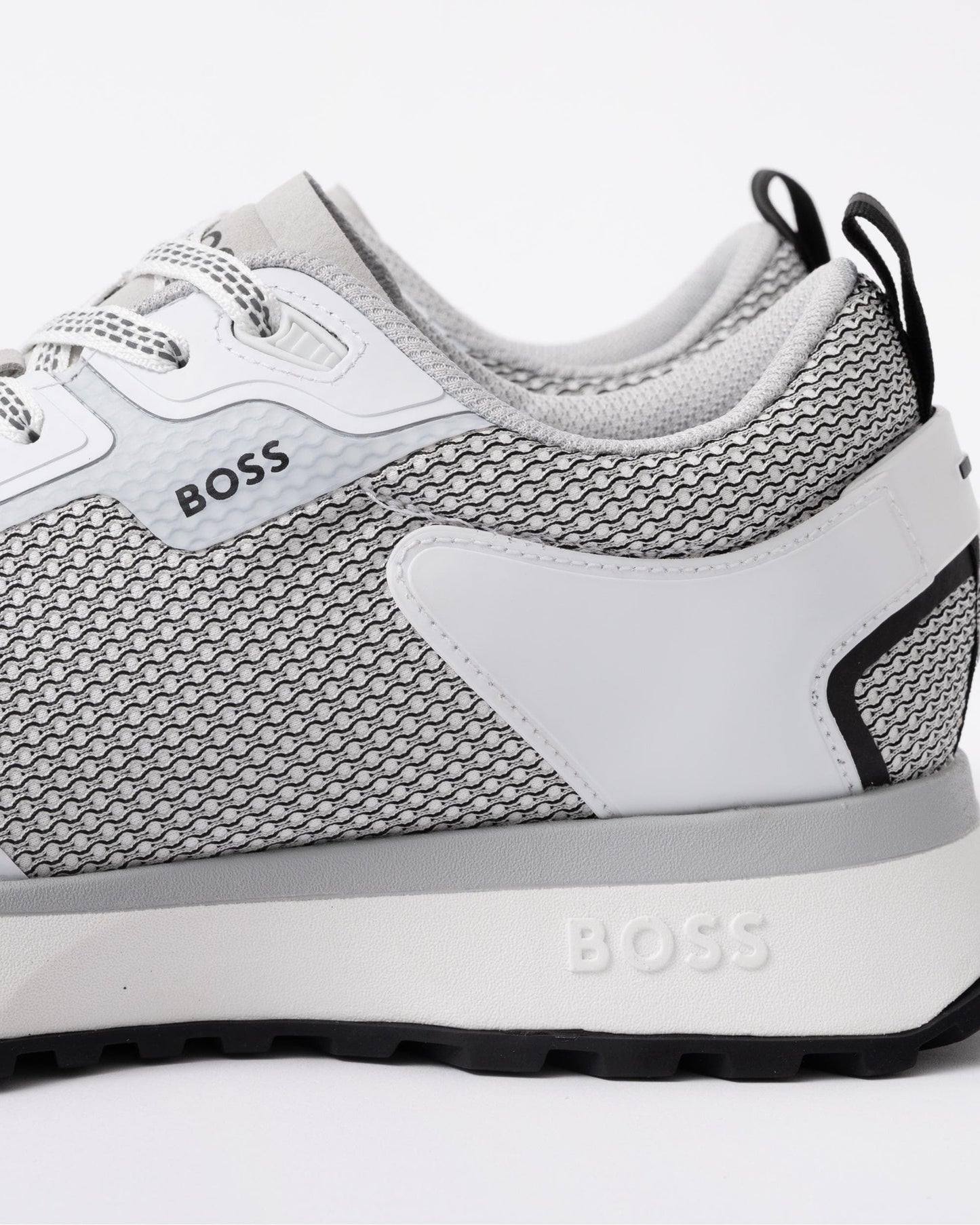 BOSS Orange Jonah Mixed-Material Trainers with Mesh Details and Branding - Open White 120