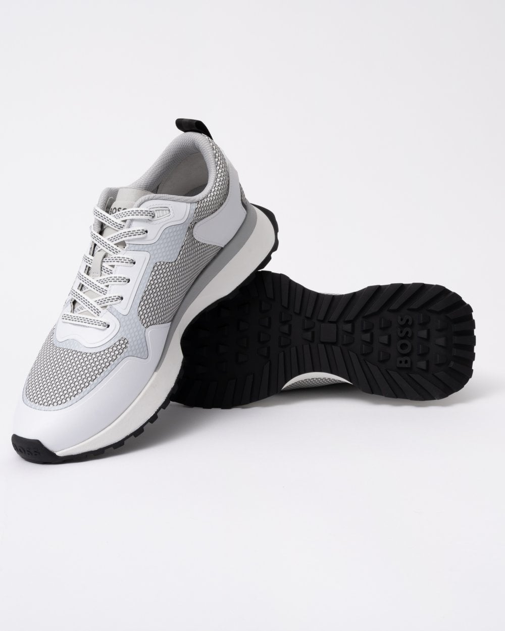 BOSS Orange Jonah Mixed-Material Trainers with Mesh Details and Branding - Open White 120