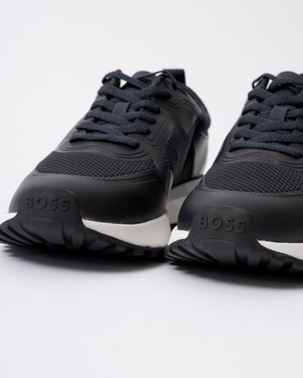 BOSS Orange Jonah Mixed-Material Trainers with Mesh Details and Branding - Dark Blue 406