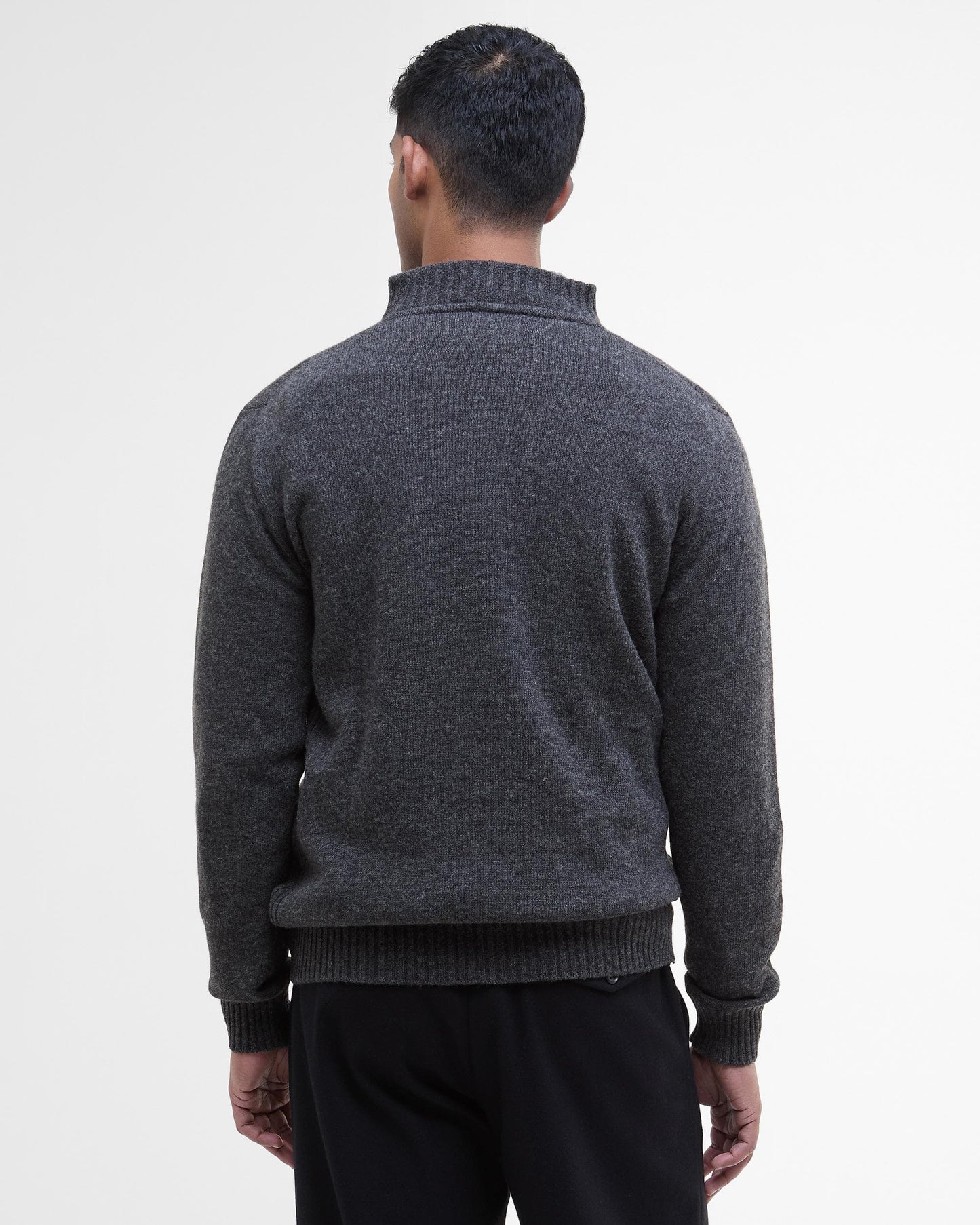 Barbour Essential Lambswool Mens Half-Zip Jumper - Charcoal