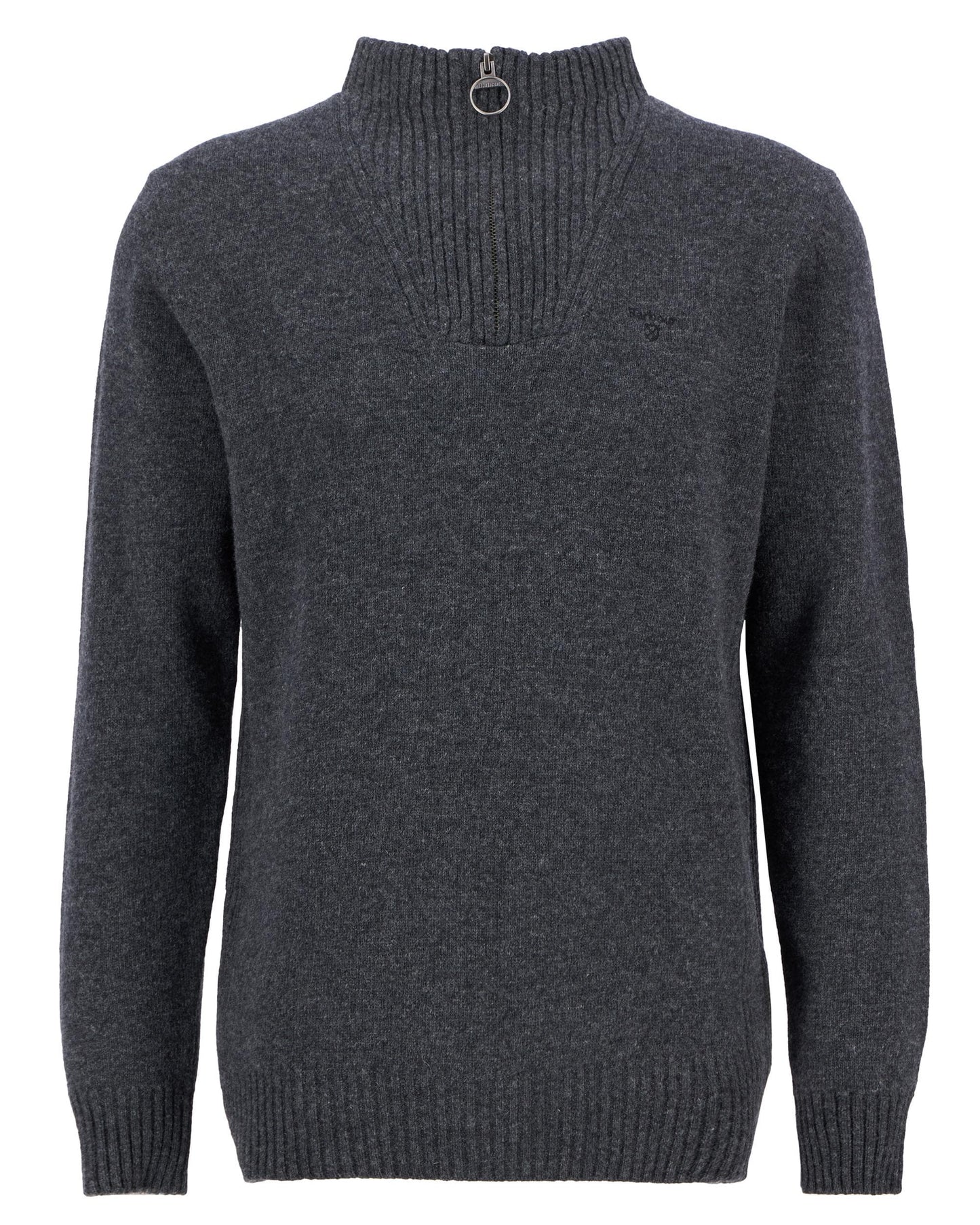 Barbour Essential Lambswool Mens Half-Zip Jumper - Charcoal