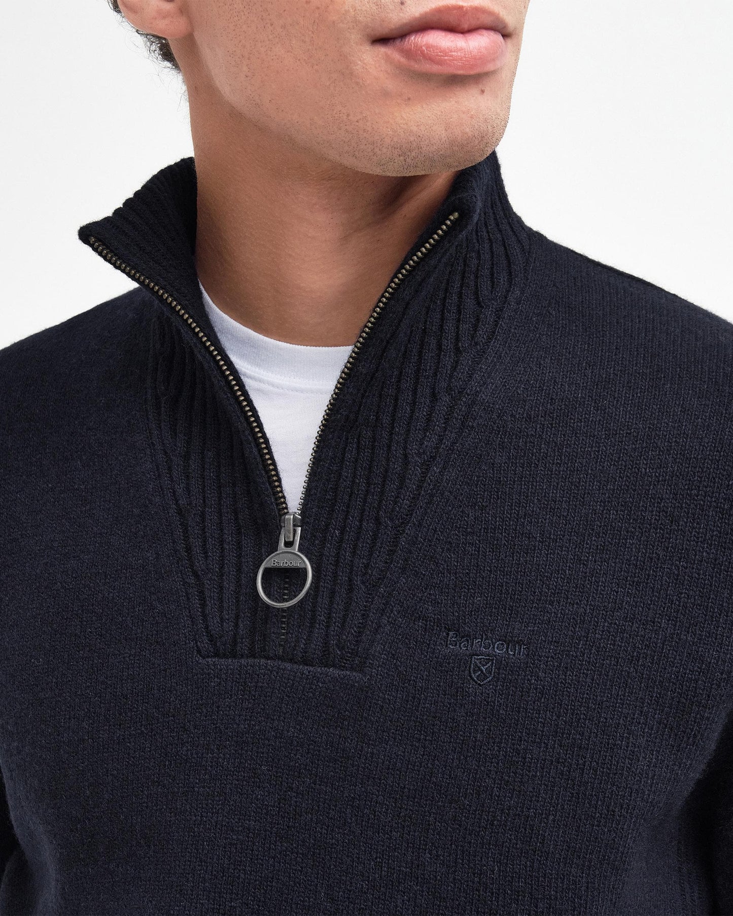 Barbour Essential Lambswool Mens Half-Zip Jumper - Navy
