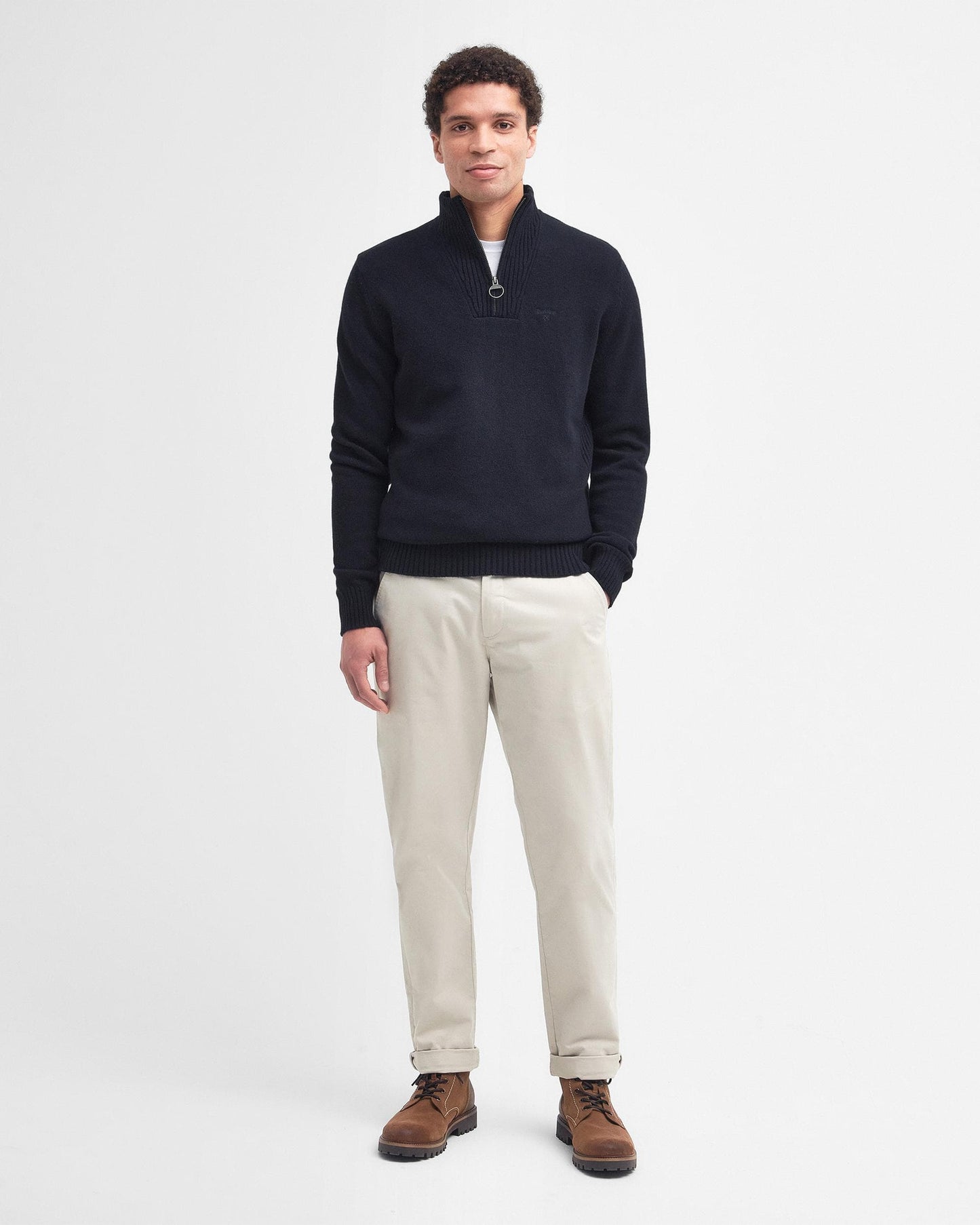 Barbour Essential Lambswool Mens Half-Zip Jumper - Navy