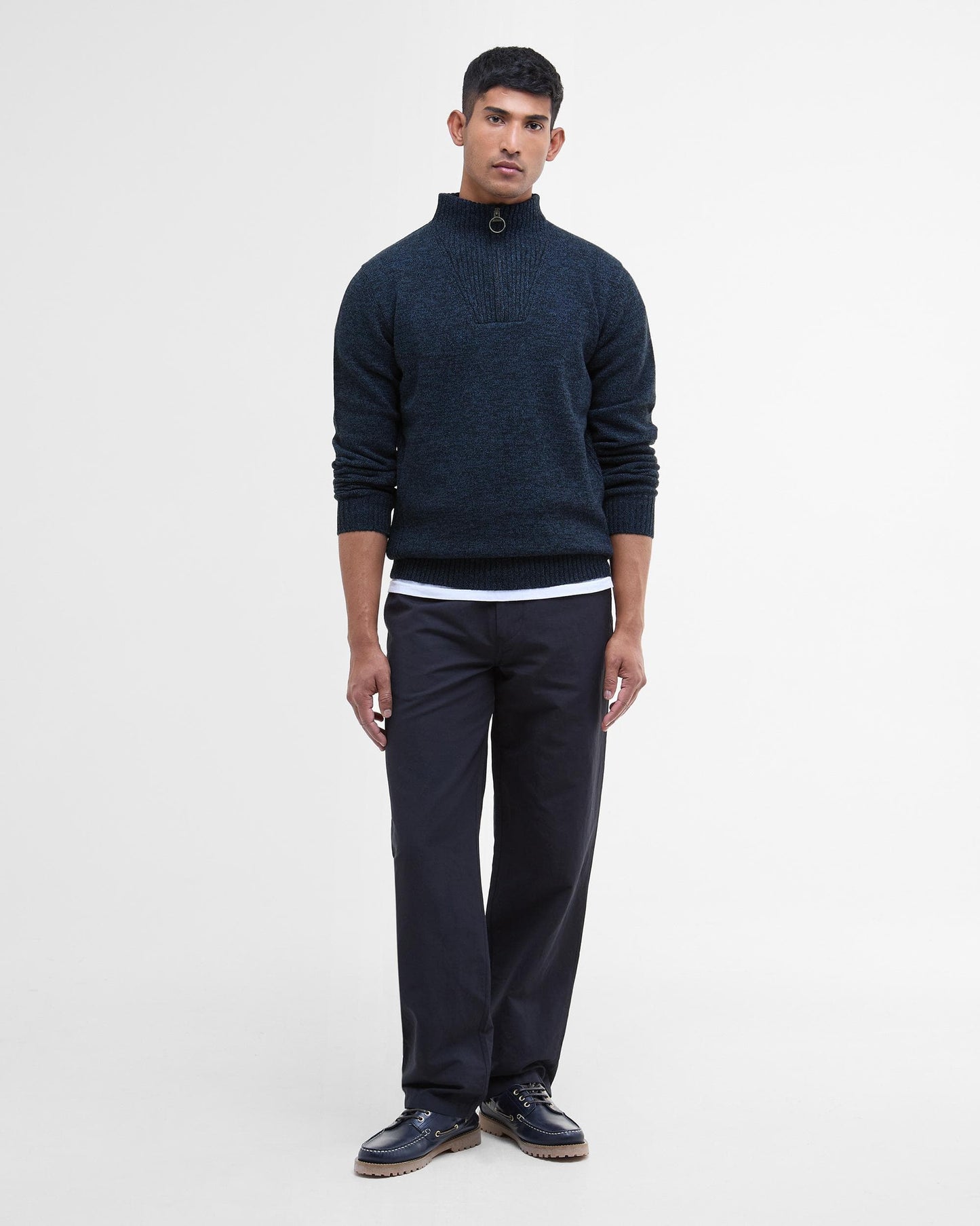 Barbour Essential Lambswool Mens Half-Zip Jumper - Navy Mix