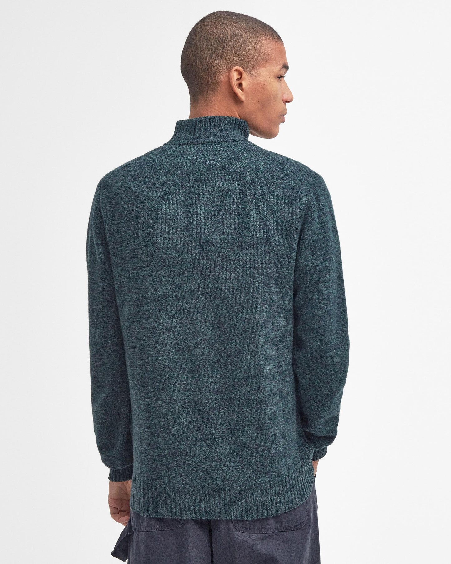 Barbour Essential Lambswool Mens Half-Zip Jumper - Seaweed Mix