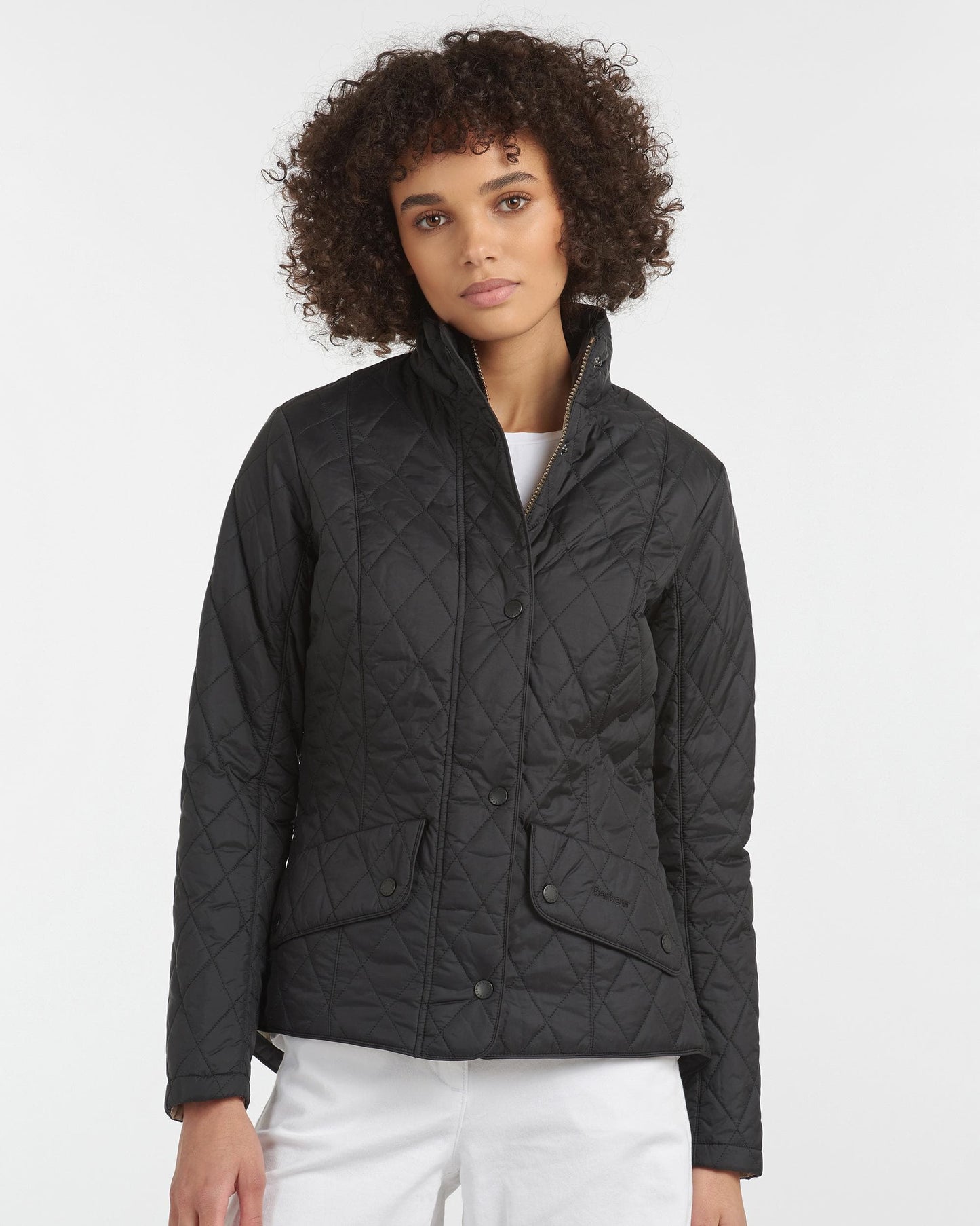 Barbour Flyweight Cavalry Quilted Ladies Jacket - Black/Stone