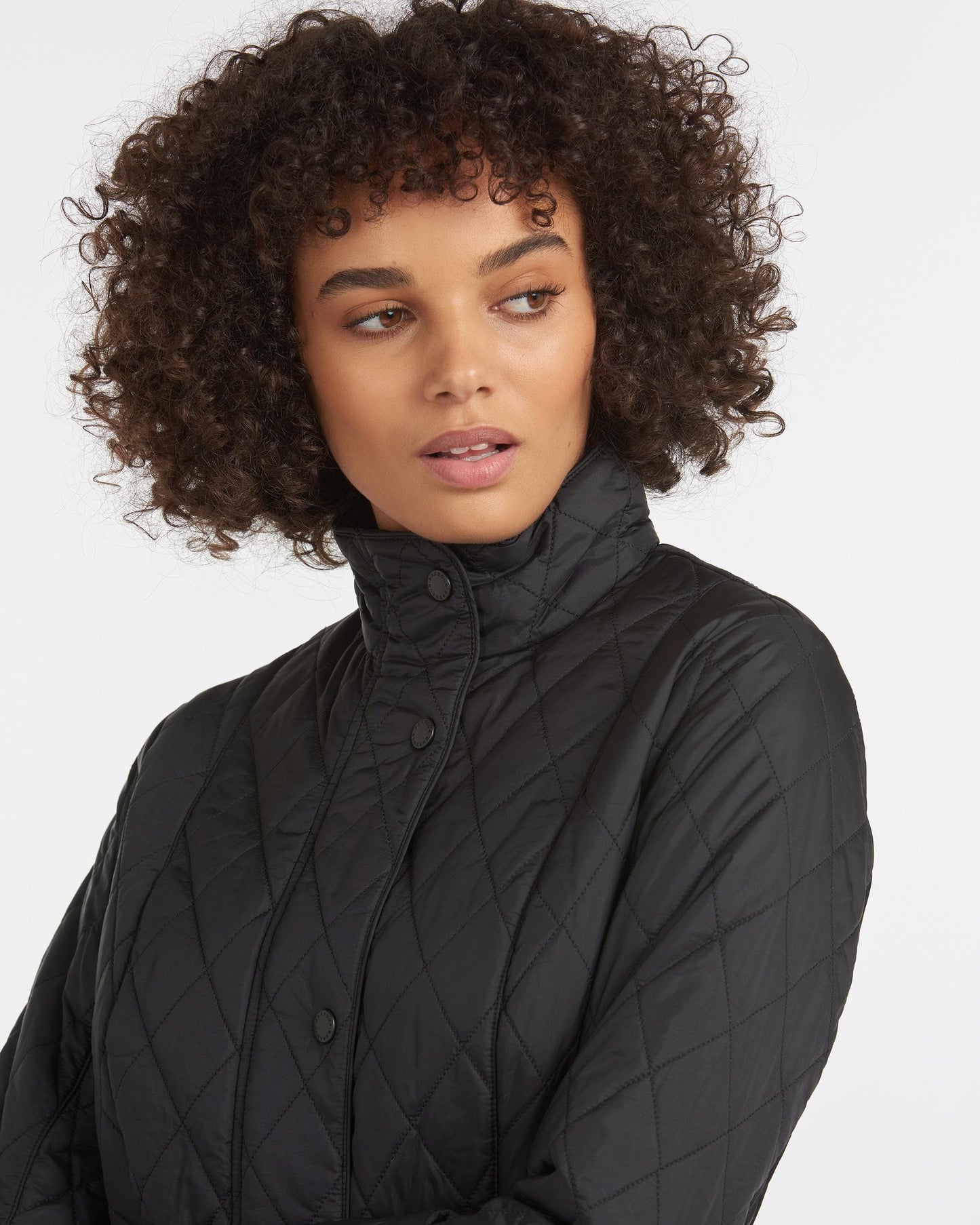 Barbour Flyweight Cavalry Quilted Ladies Jacket - Black/Stone