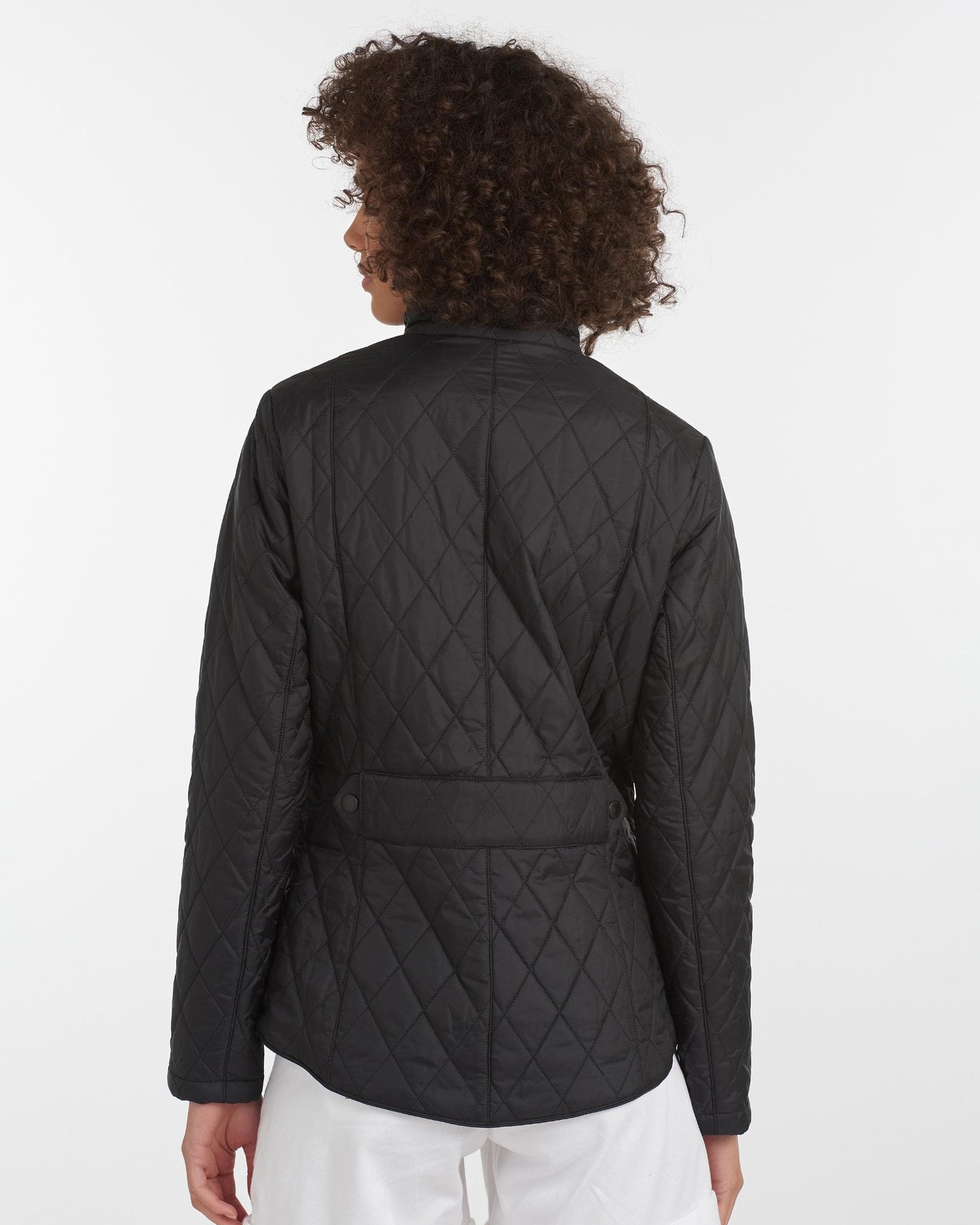 Barbour Flyweight Cavalry Quilted Ladies Jacket - Black/Stone