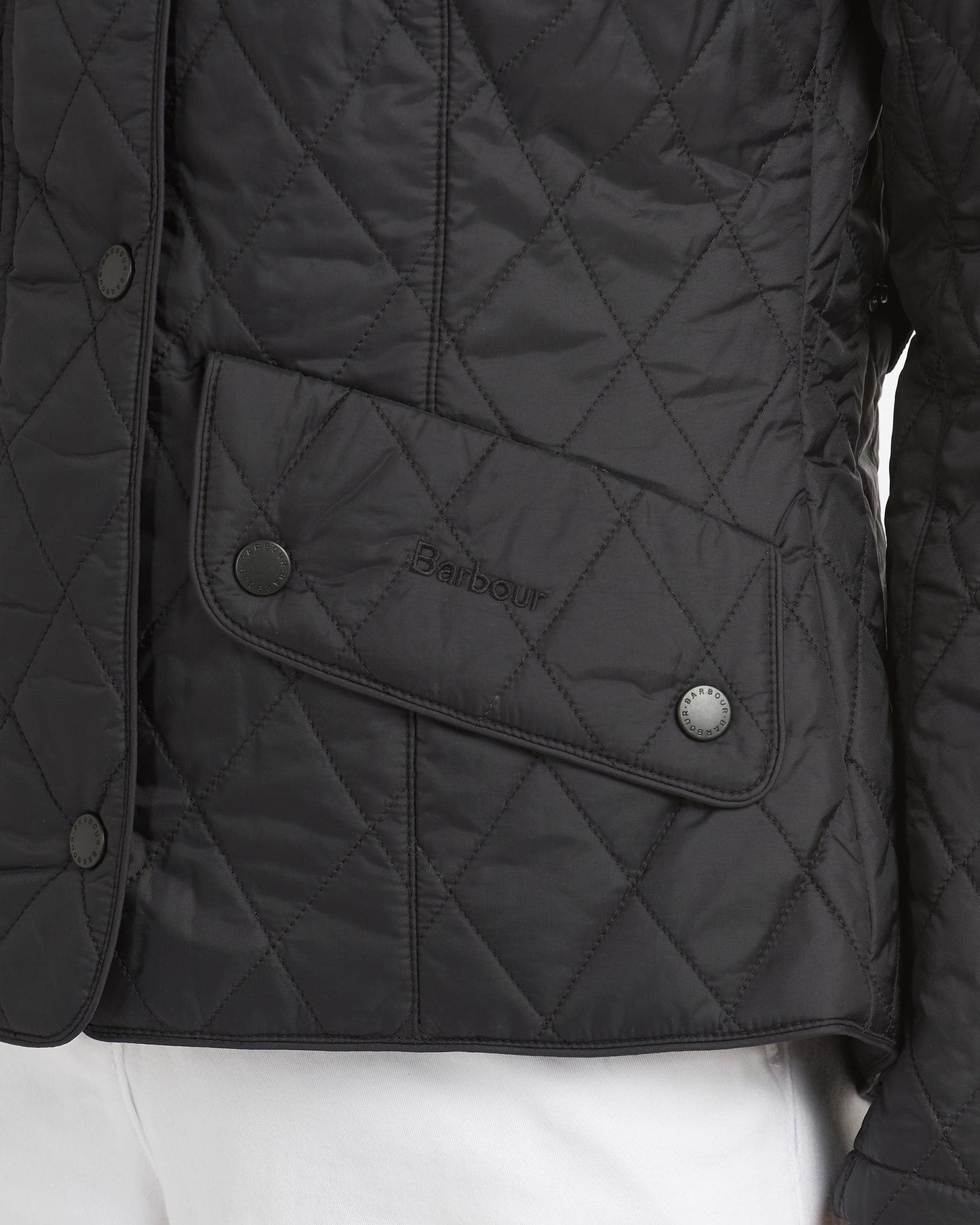 Barbour Flyweight Cavalry Quilted Ladies Jacket - Black/Stone