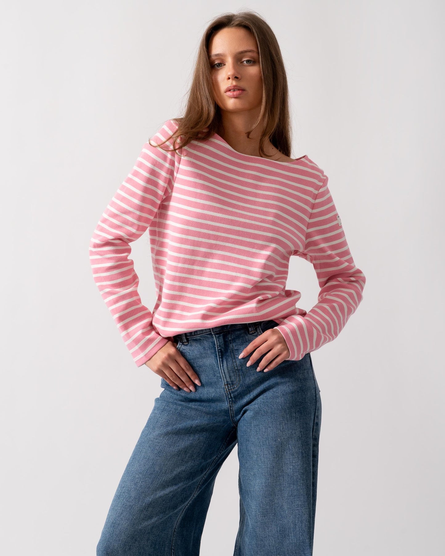 Joules Harbour Womens Broad Stripe Breton Top - Pink Stripe