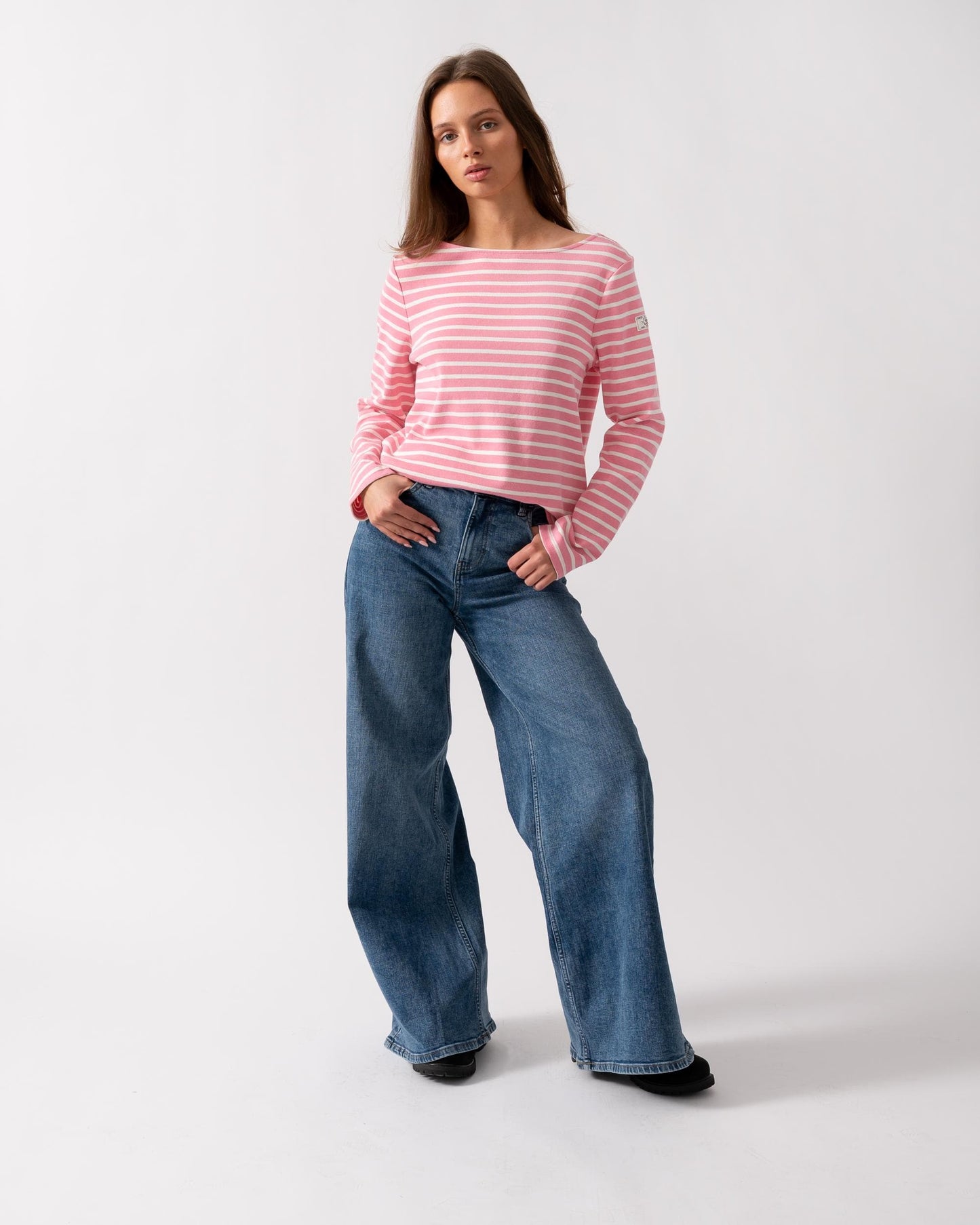 Joules Harbour Womens Broad Stripe Breton Top - Pink Stripe