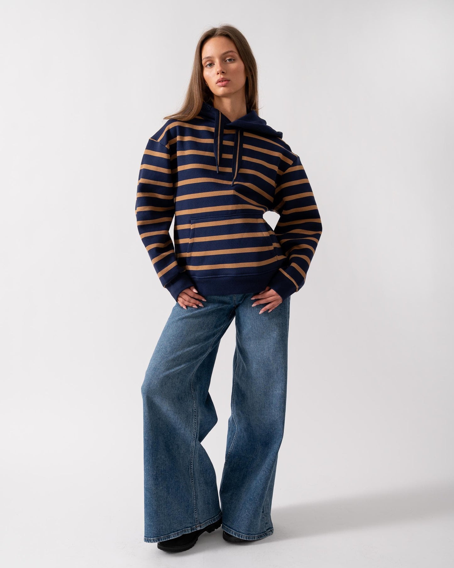Joules Milbourne Womens Pullover Hoodie - Navy/Tan