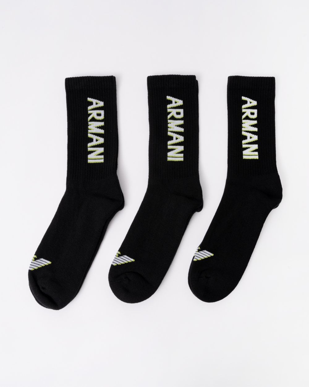 Emporio Armani 3 Pack Mens Sport Socks - Black/Black/Black