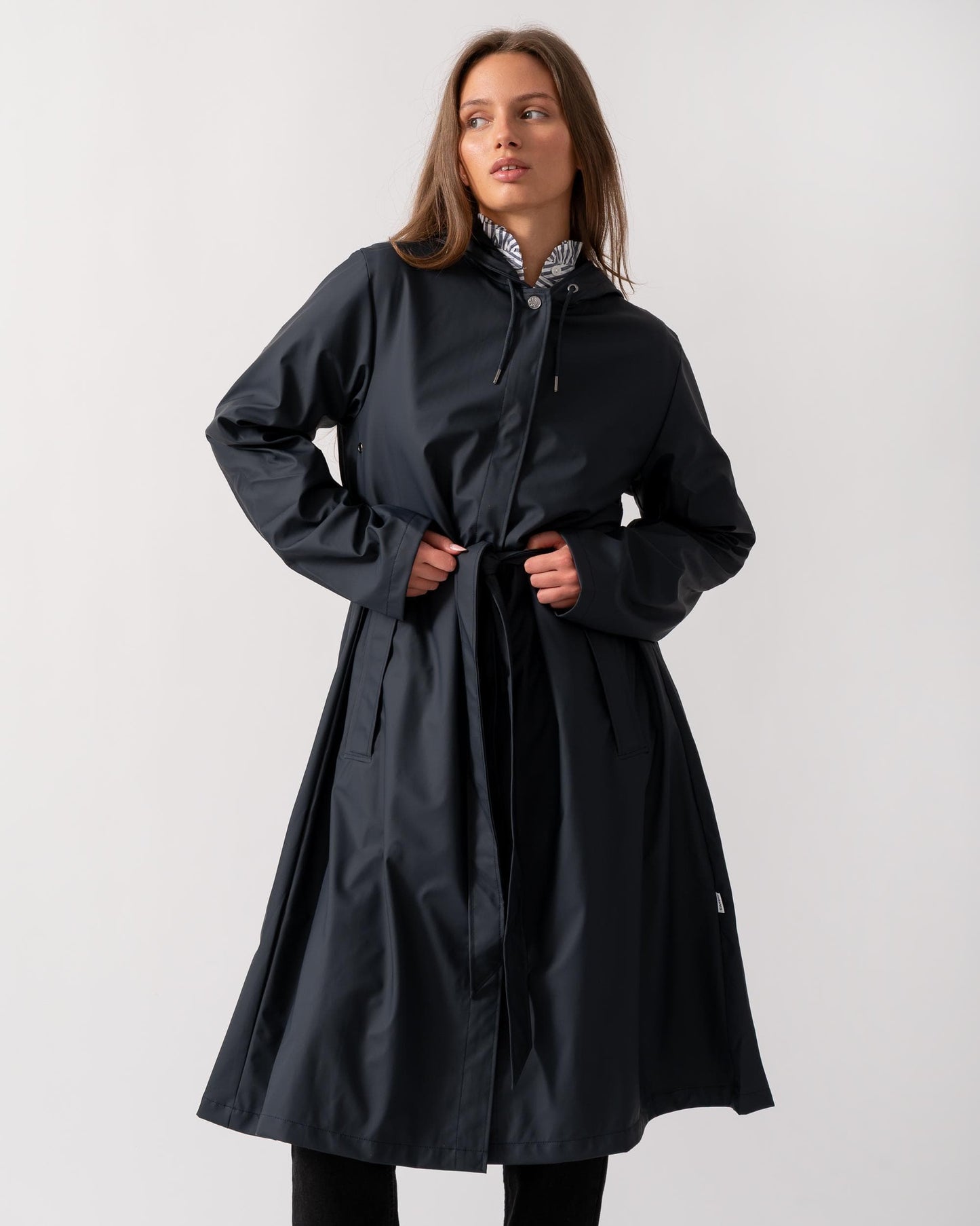 Rains Womens A-Line Longer Jacket - 47 Navy
