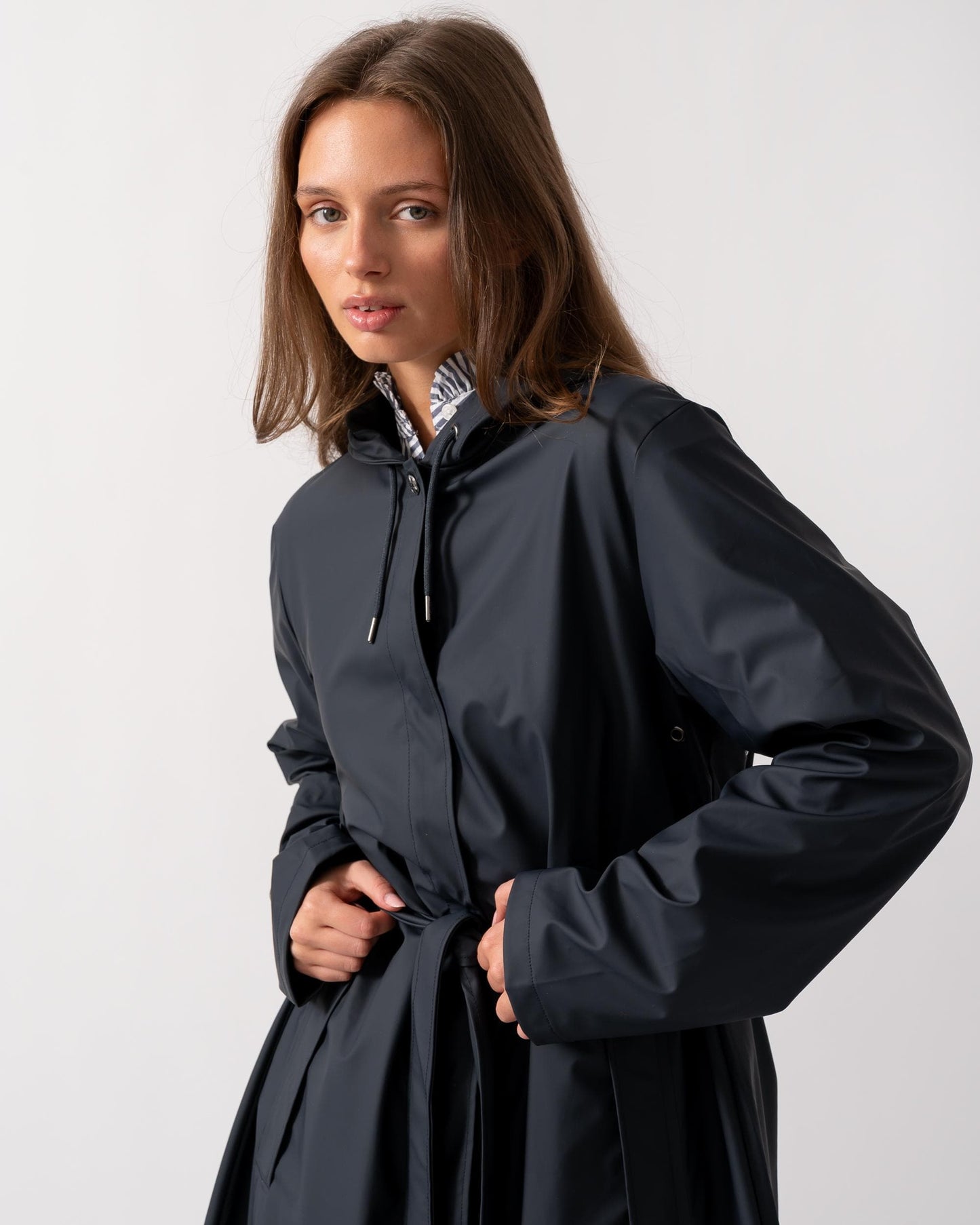 Rains Womens A-Line Longer Jacket - 47 Navy