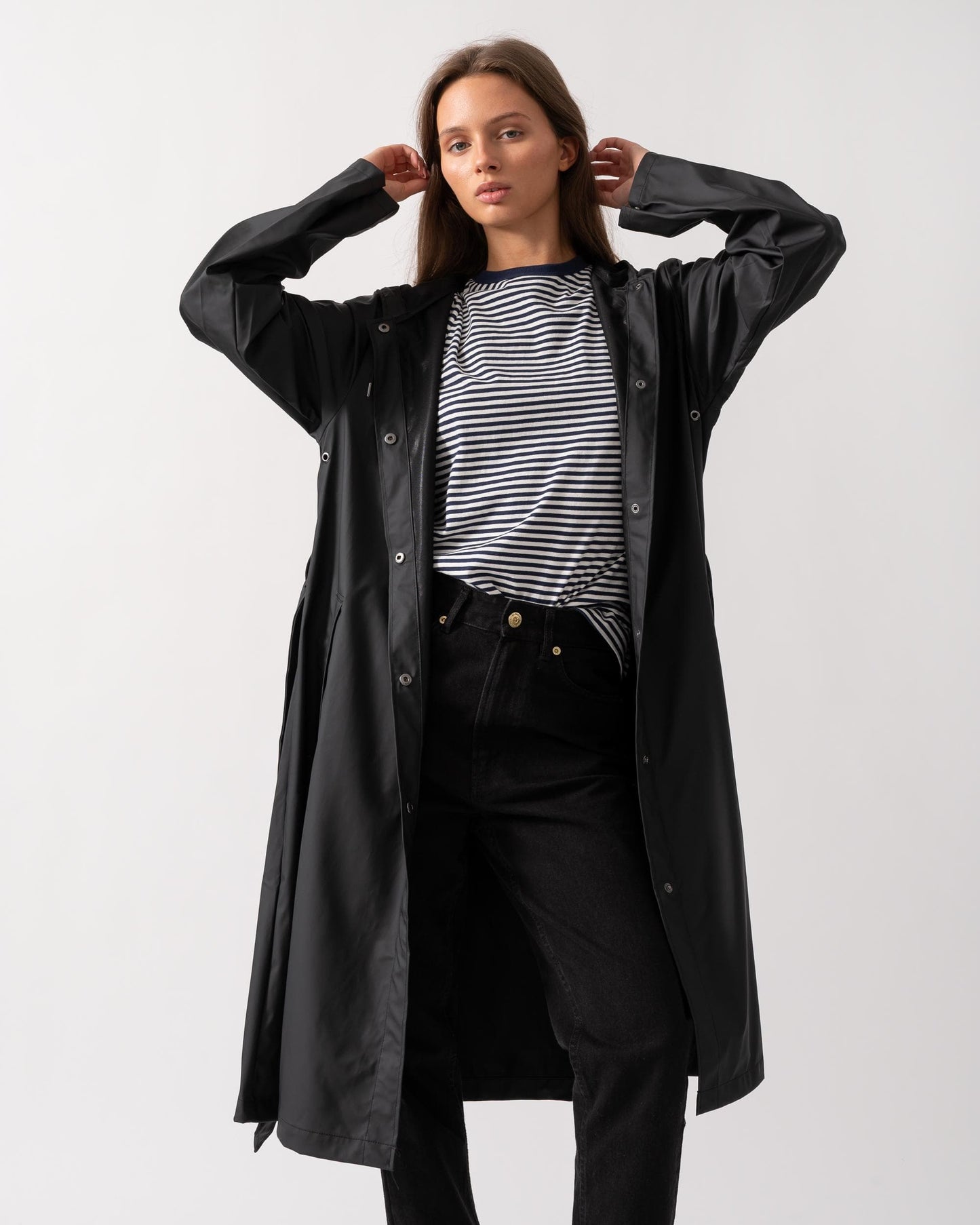 Rains Womens A-Line Longer Jacket - 01 Black