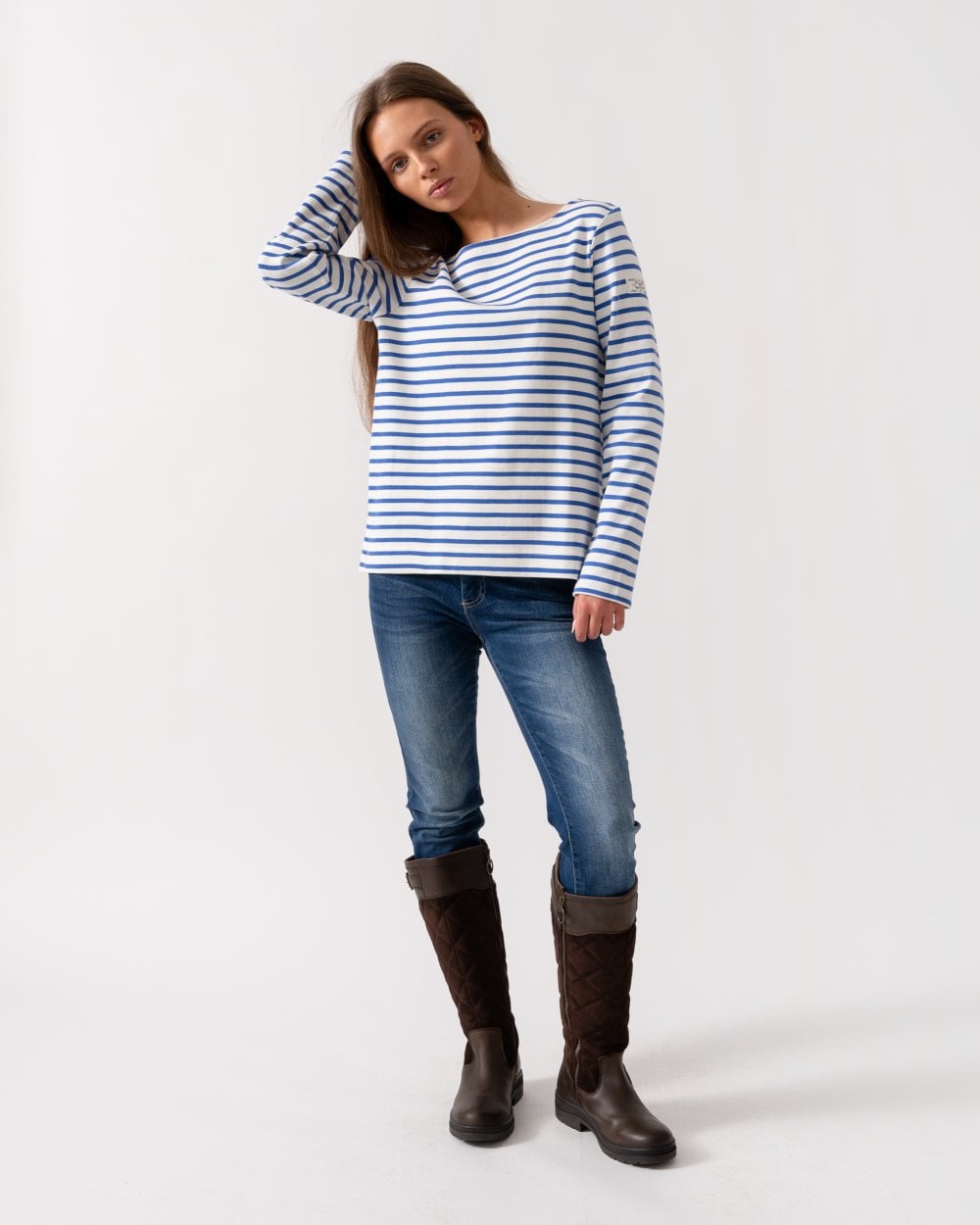 Joules New Harbour Womens Striped Breton Top - Blue