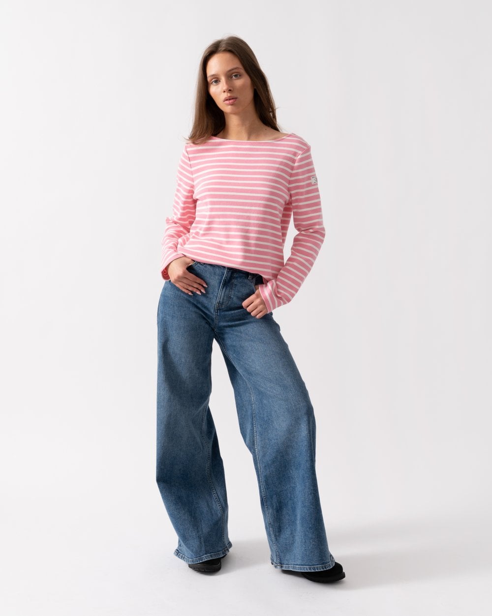 Joules New Harbour Womens Striped Breton Top - Pink Stripe