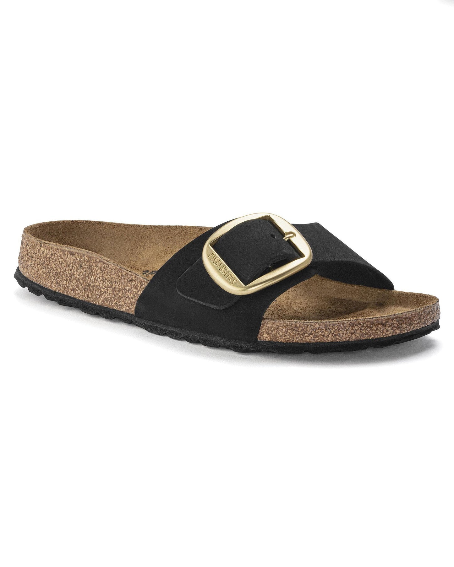 Birkenstock Madrid Big Buckle Womens Nubuck Leather Sandals - Black