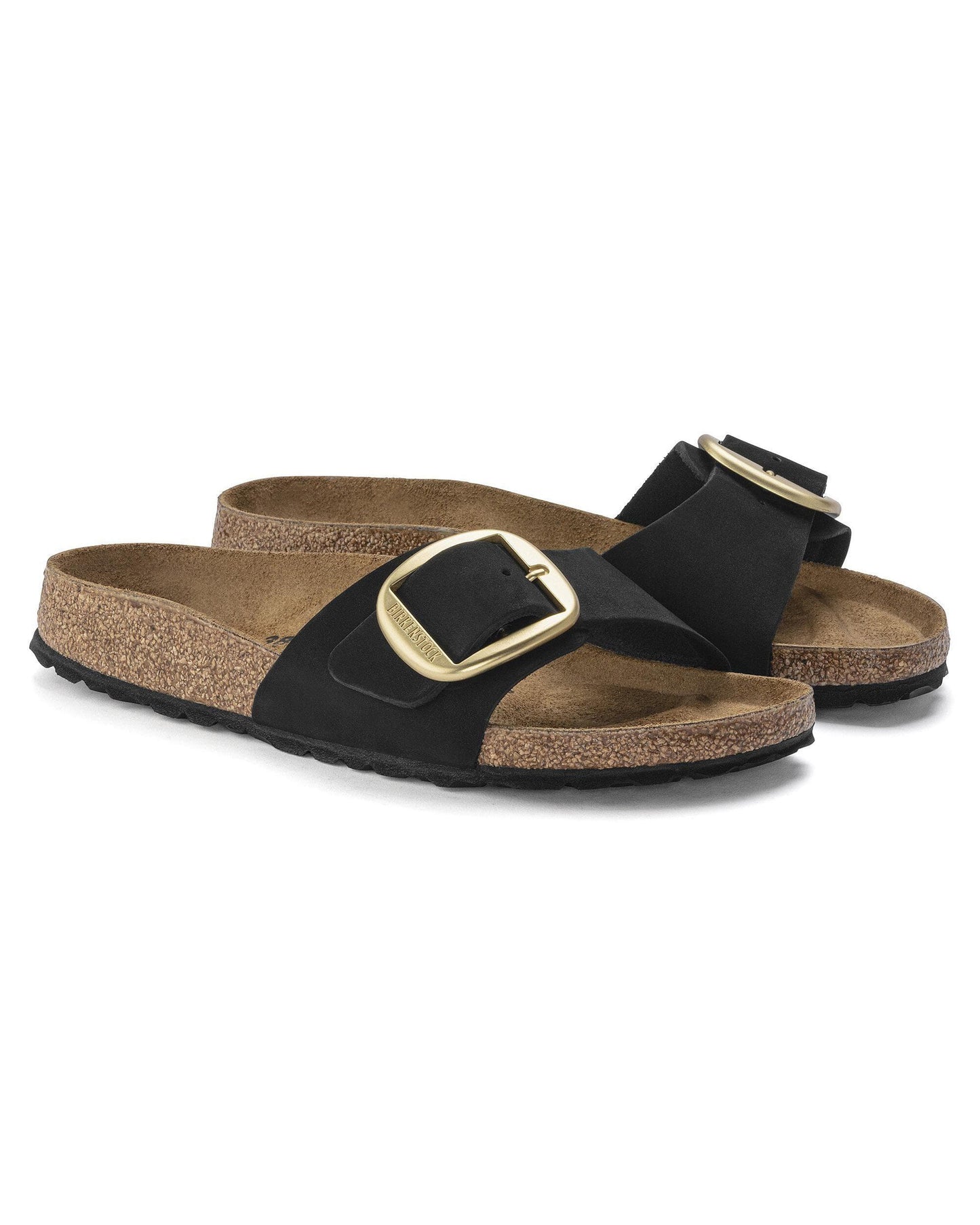 Birkenstock Madrid Big Buckle Womens Nubuck Leather Sandals - Black