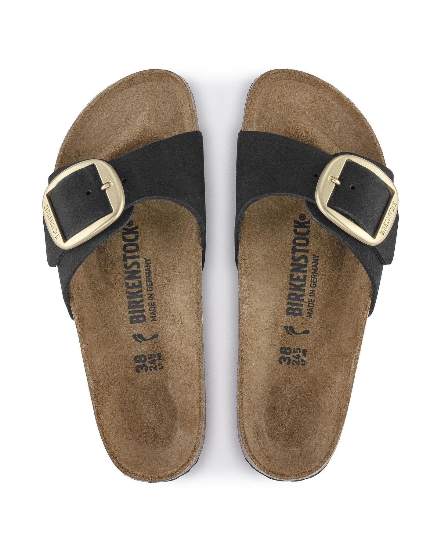 Birkenstock Madrid Big Buckle Womens Nubuck Leather Sandals - Black