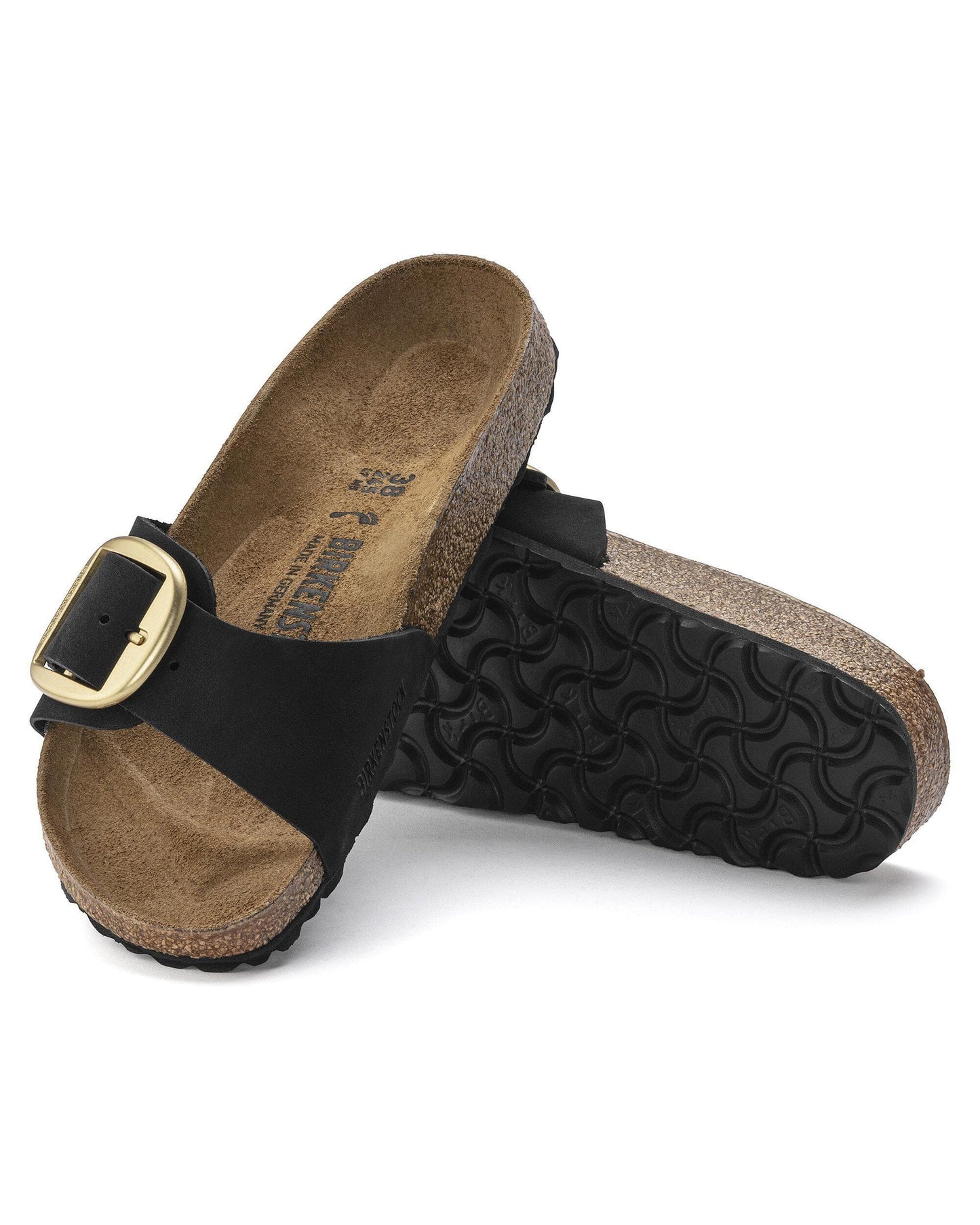 Birkenstock Madrid Big Buckle Womens Nubuck Leather Sandals - Black