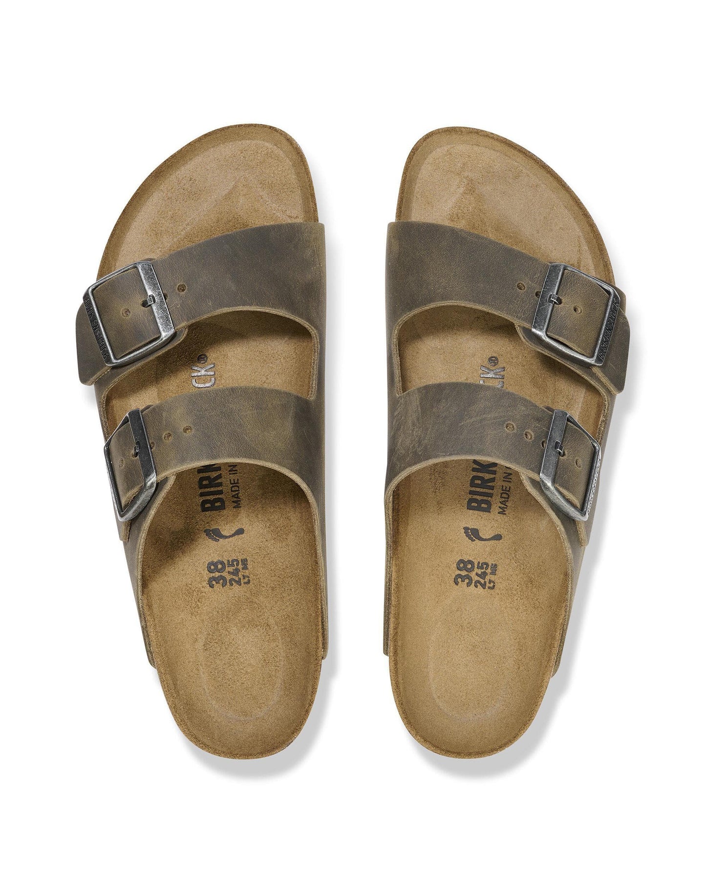 Birkenstock Arizona Oiled Natural Leather Womens Sandals - Faded Khaki