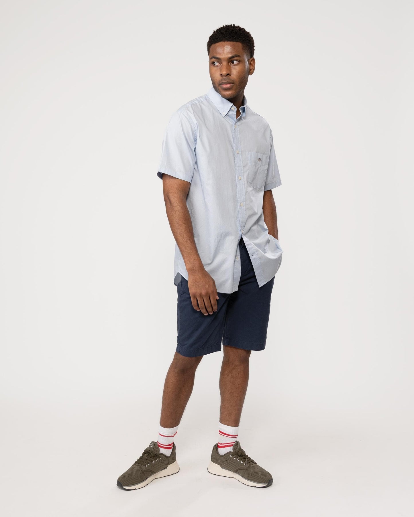 GANT Mens Regular Fit Short Sleeve Poplin Shirt - 455 Light Blue